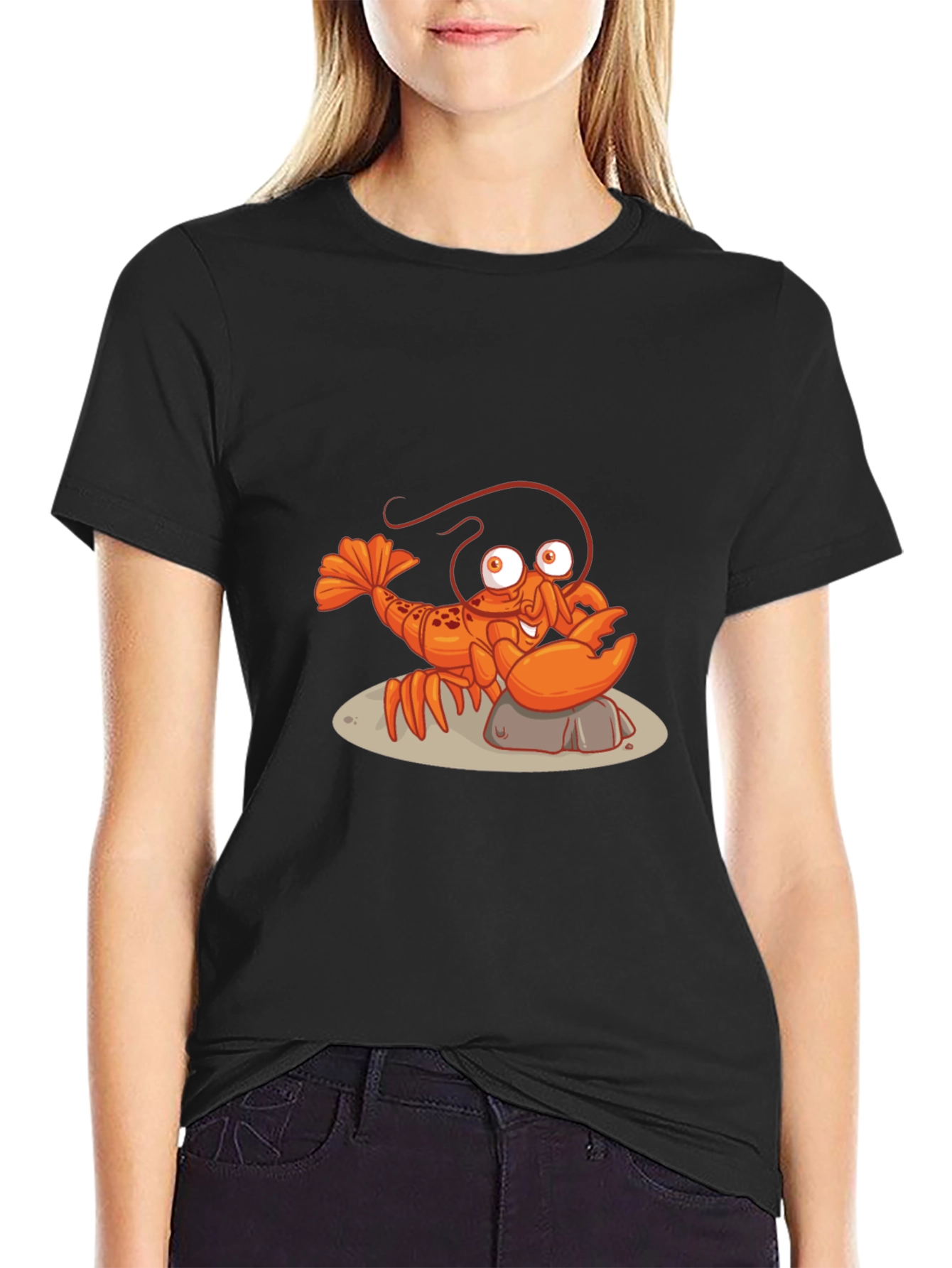 Black Lobster Graphic Tee - Quirky Black T-Shirt view 2