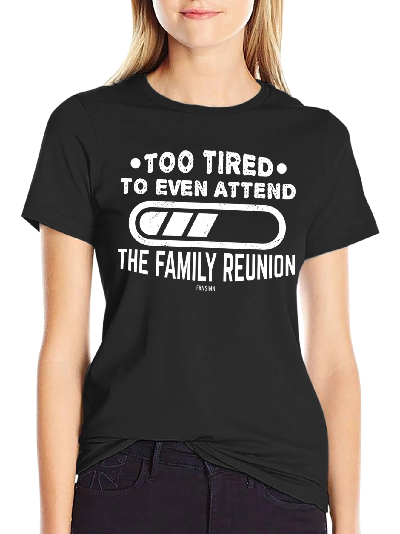 Black Too Tired Family Reunion Graphic Tee - Black Cotton Shirt view 2