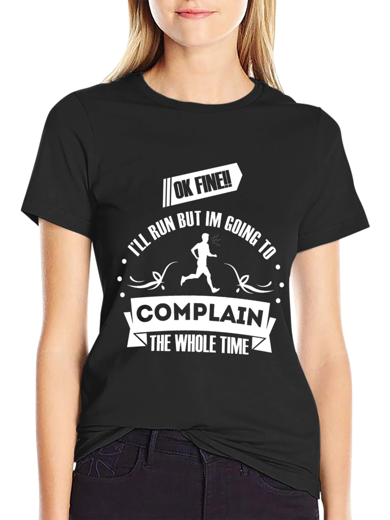 Black Funny Running T-Shirt - I'll Run But I'll Complain view 2