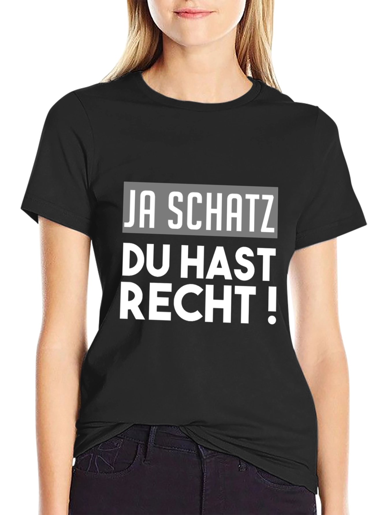 Black Ja Schatz Du Hast Recht! Men's Black T-Shirt view 2