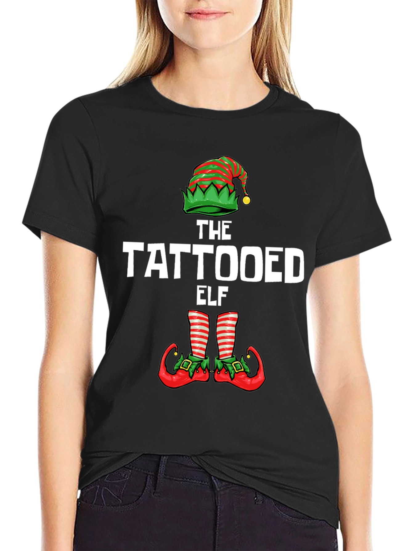 Black The Tattooed Elf Graphic T-Shirt view 2
