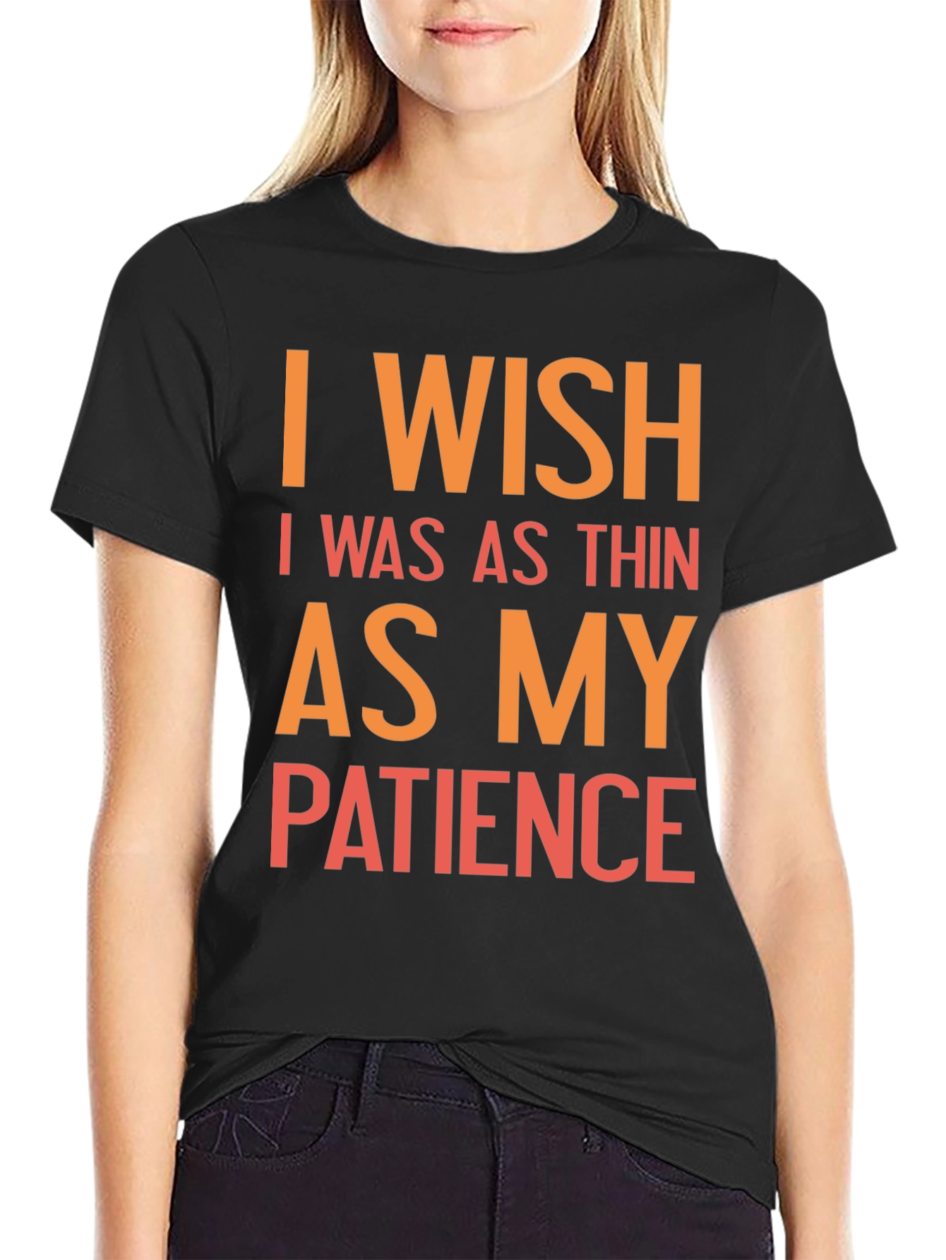 Black Funny I Wish Patience T-Shirt view 2