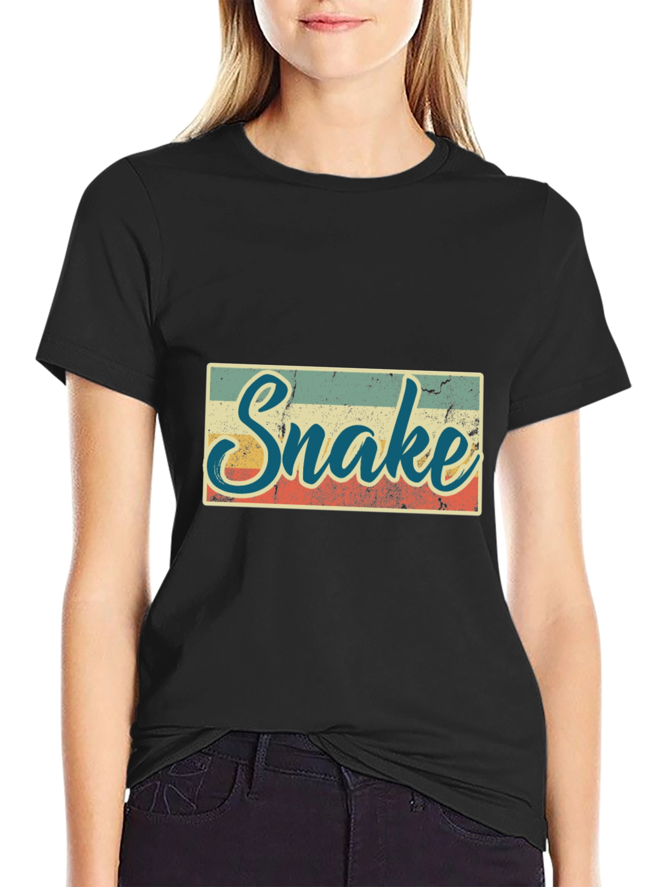 Black Vintage Snake T-Shirt - Retro Style Animal Tee view 2