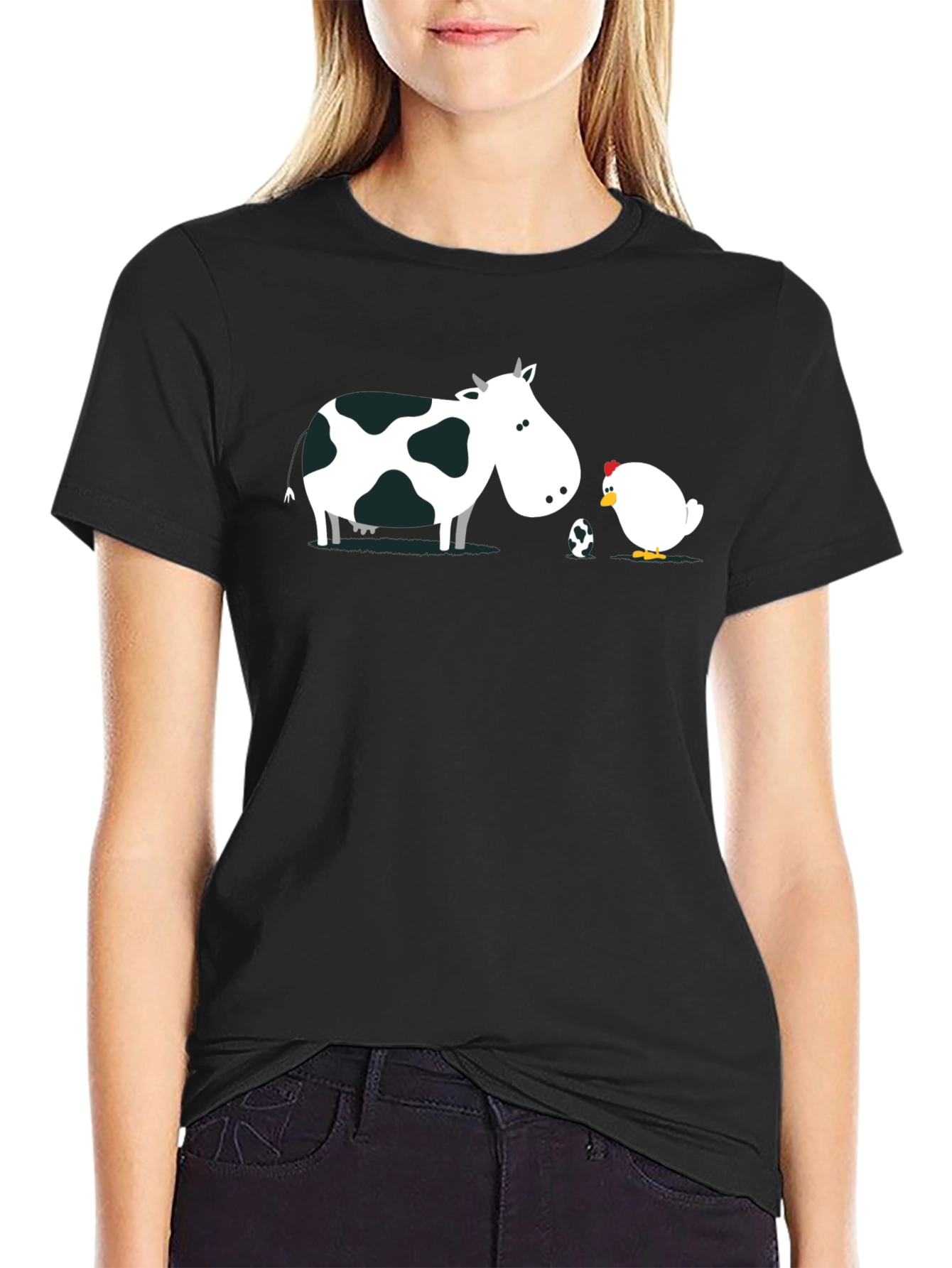 Black Cow and Chicken T-Shirt view 2