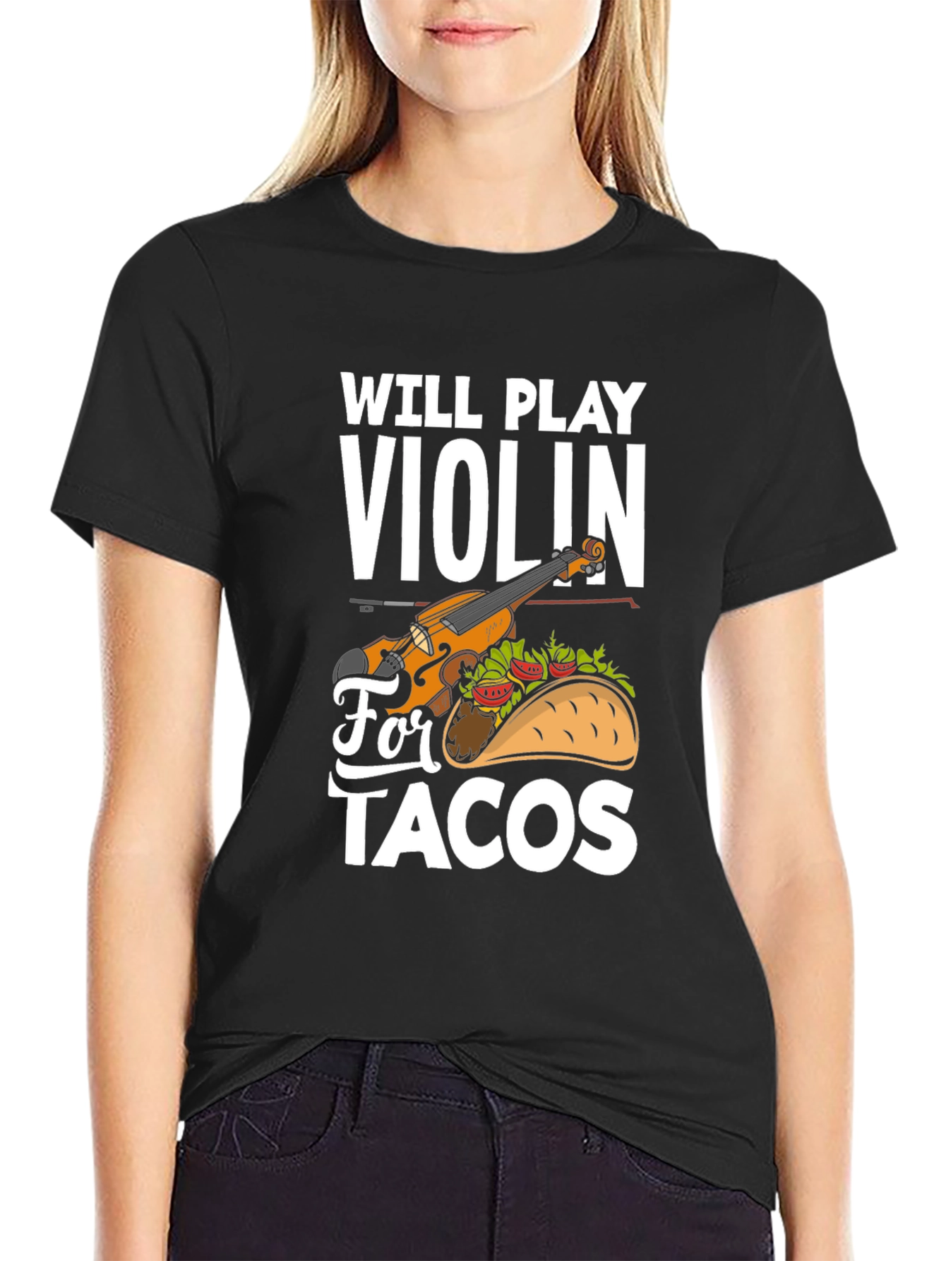 Violin and Taco Graphic T-Shirt - 2