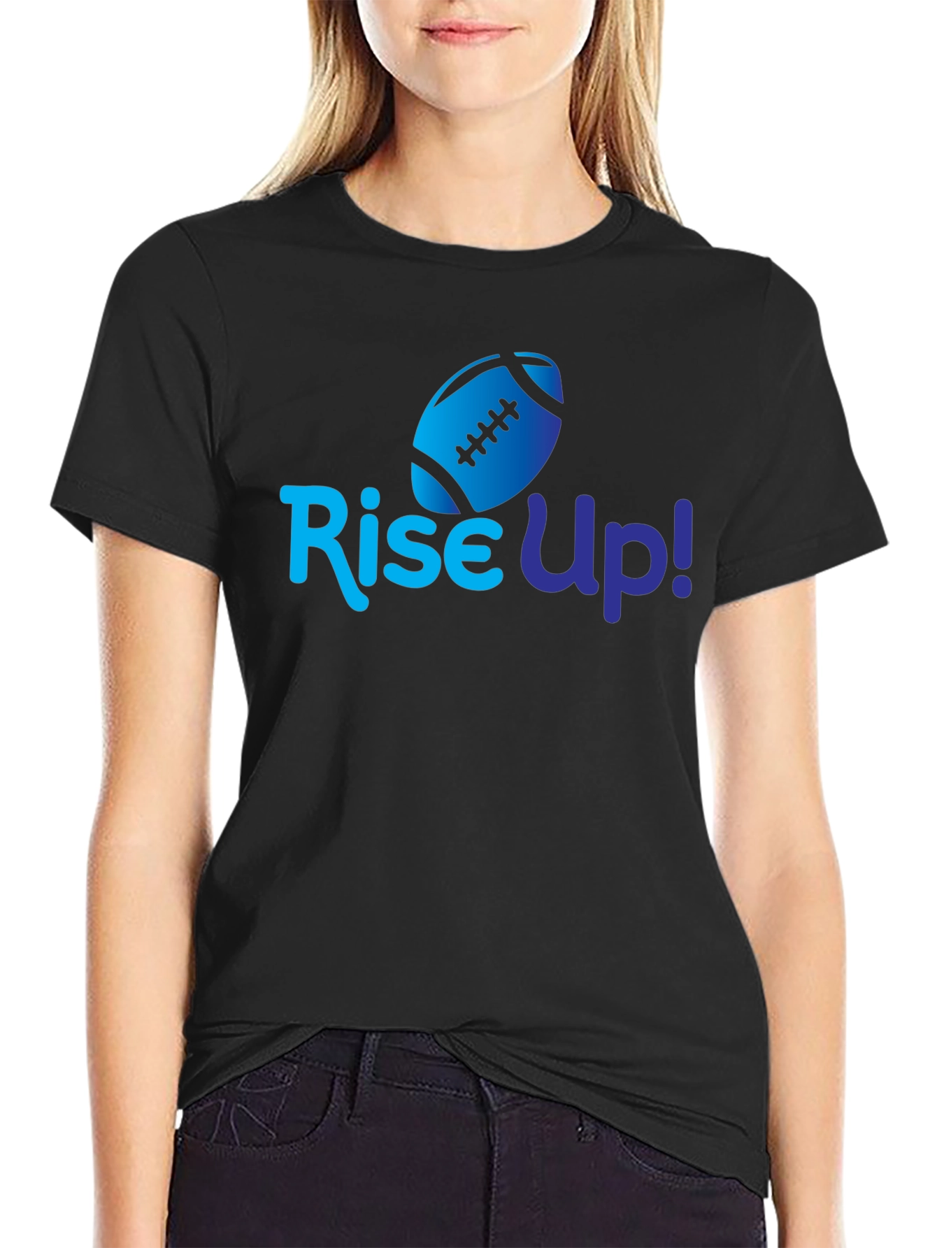 Black Rise Up Football T-Shirt view 2