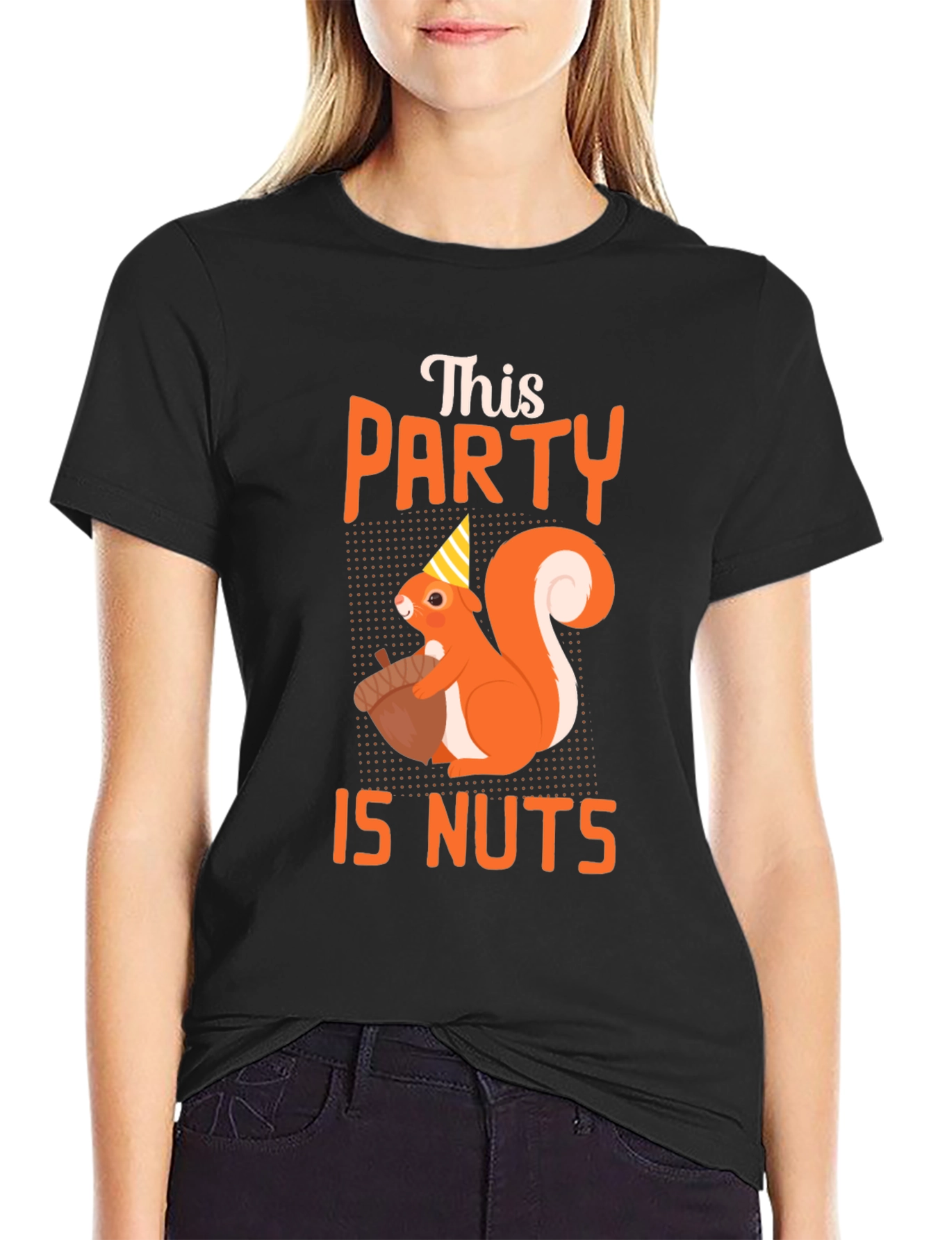 Black This Party Is Nuts T-Shirt Funny Squirrel Tee view 2
