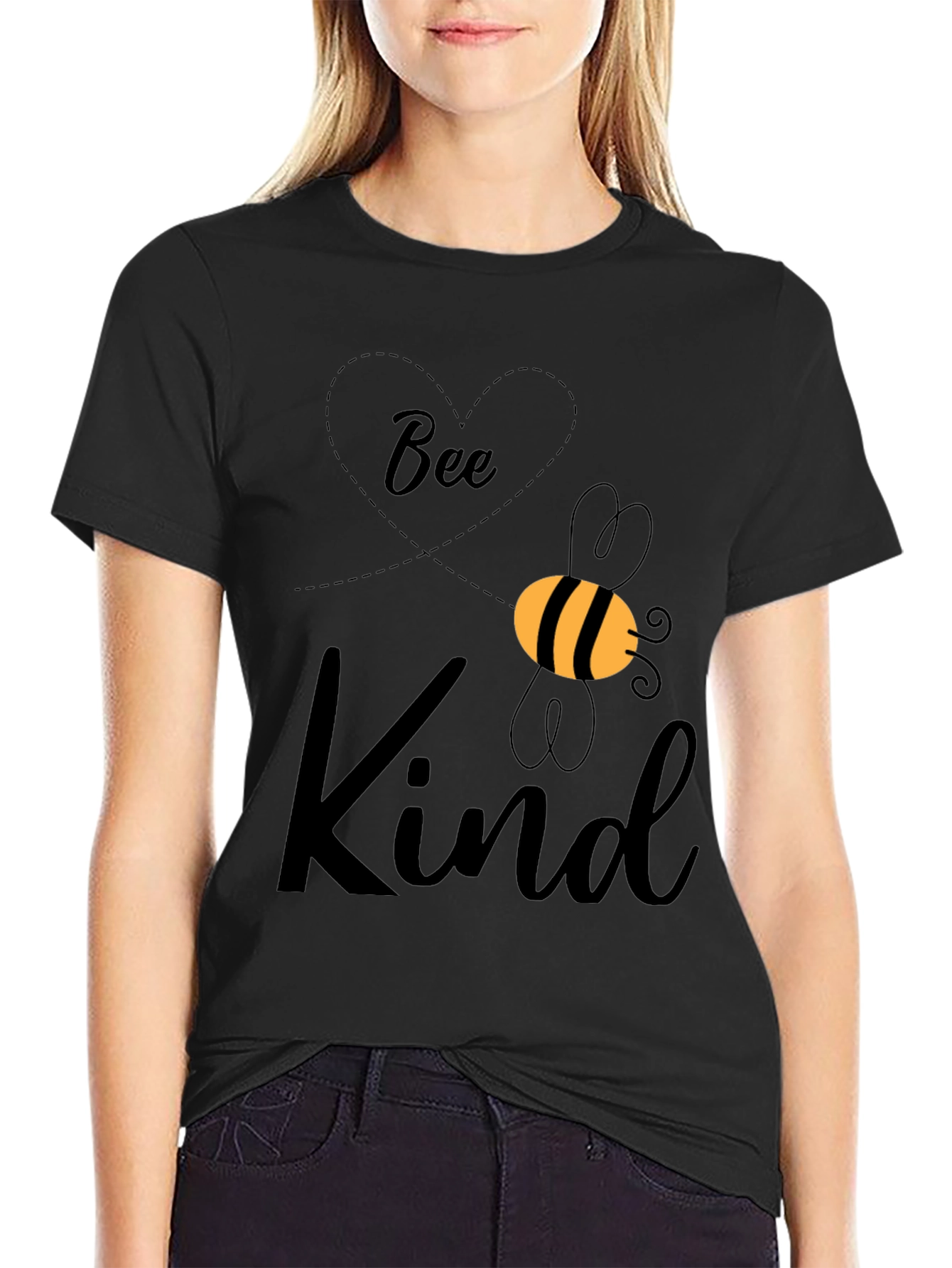 Black Bee Kind Graphic Tee - Unisex Black T-Shirt view 2