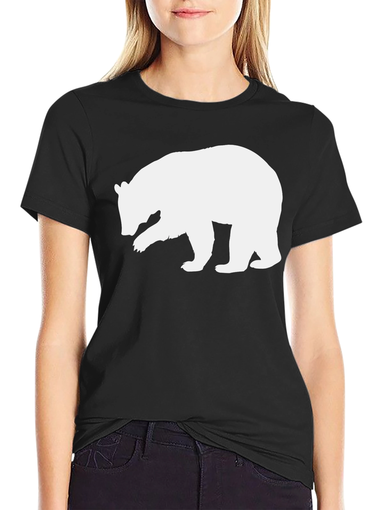 Black Bear Silhouette Graphic T-Shirt - Classic Black Tee view 2