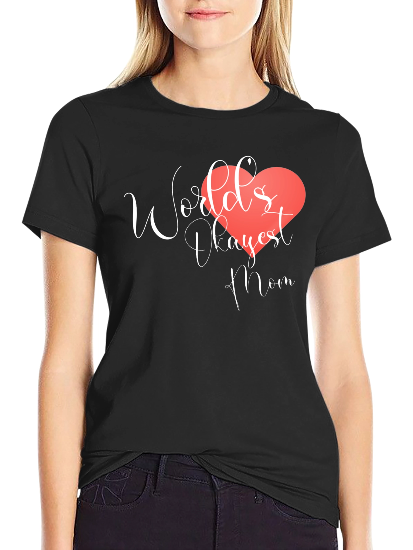 Black World's Okayest Mom Black T-Shirt view 2