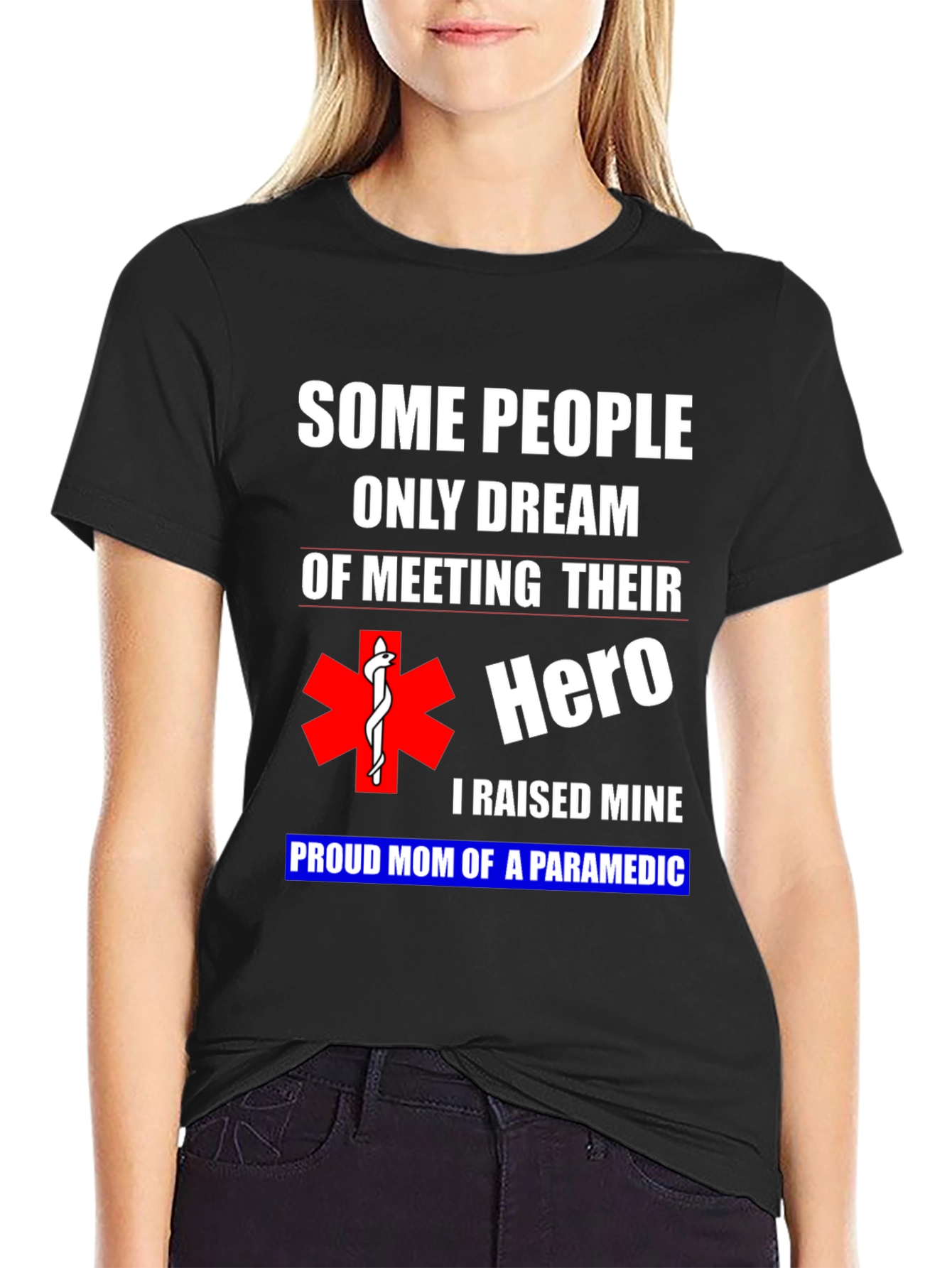 Black Proud Paramedic Mom Graphic T-Shirt view 2