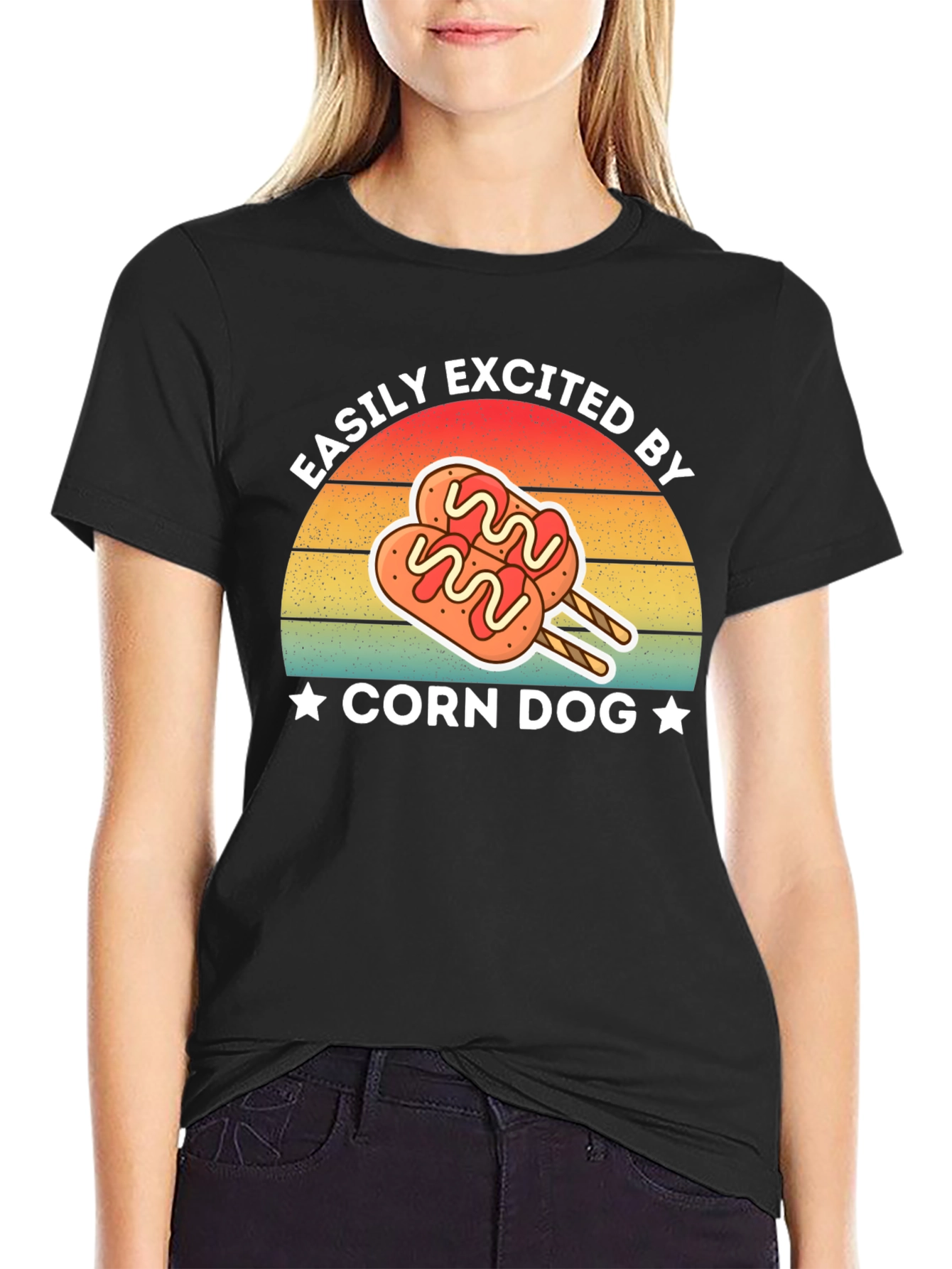 Black Corn Dog Lover T-Shirt - Easily Excited Graphic Tee view 2
