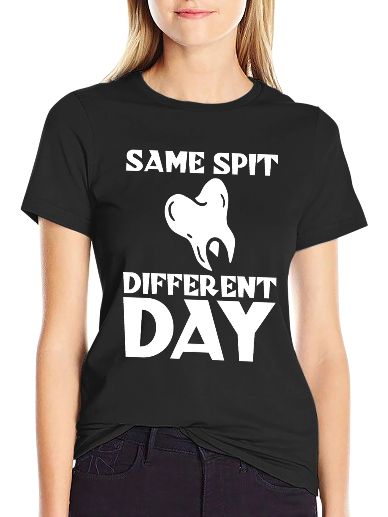 Black Same Spit Different Day Dentist T-Shirt view 2