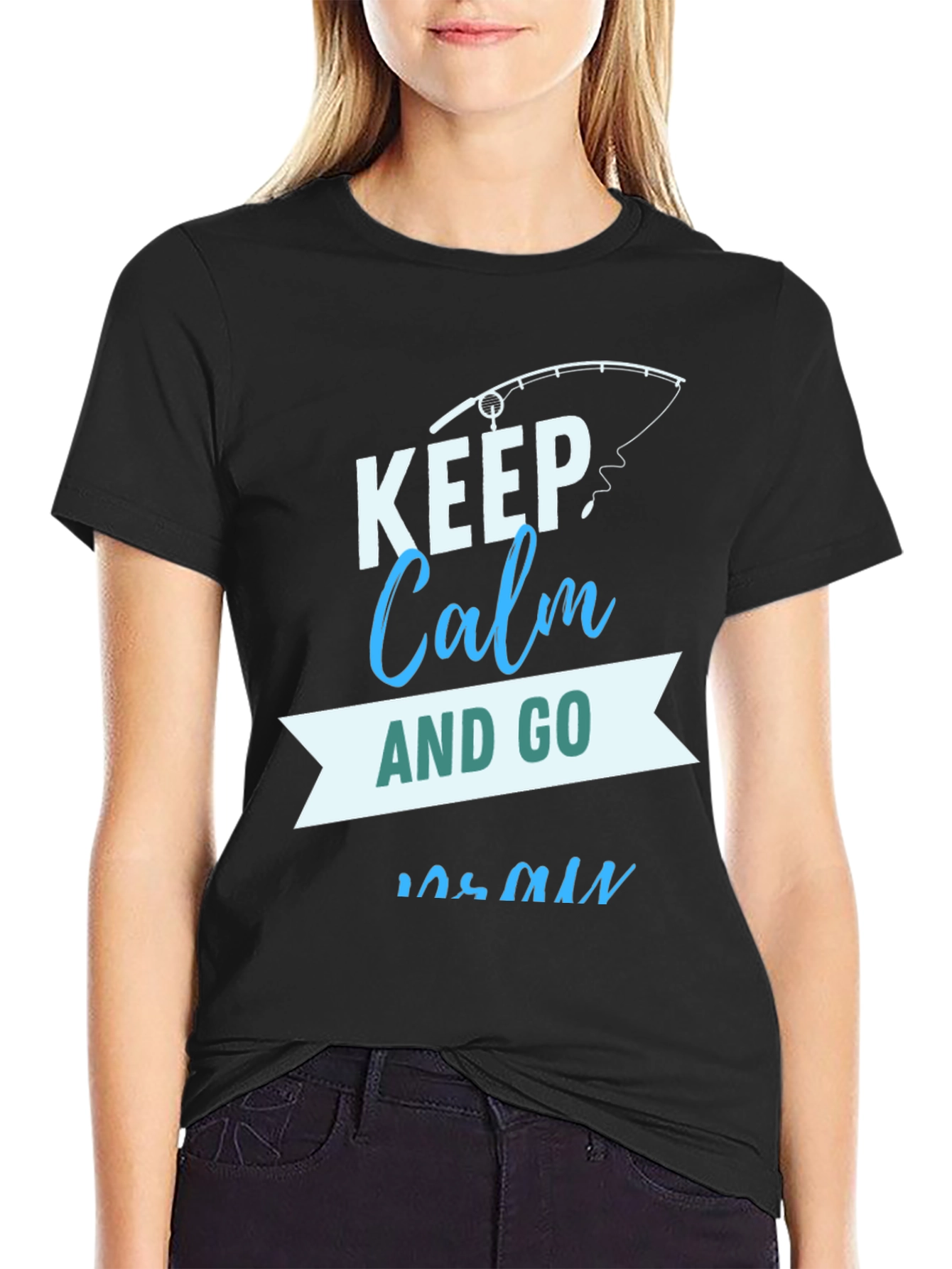 Black Keep Calm and Go Fish Black T-Shirt view 2