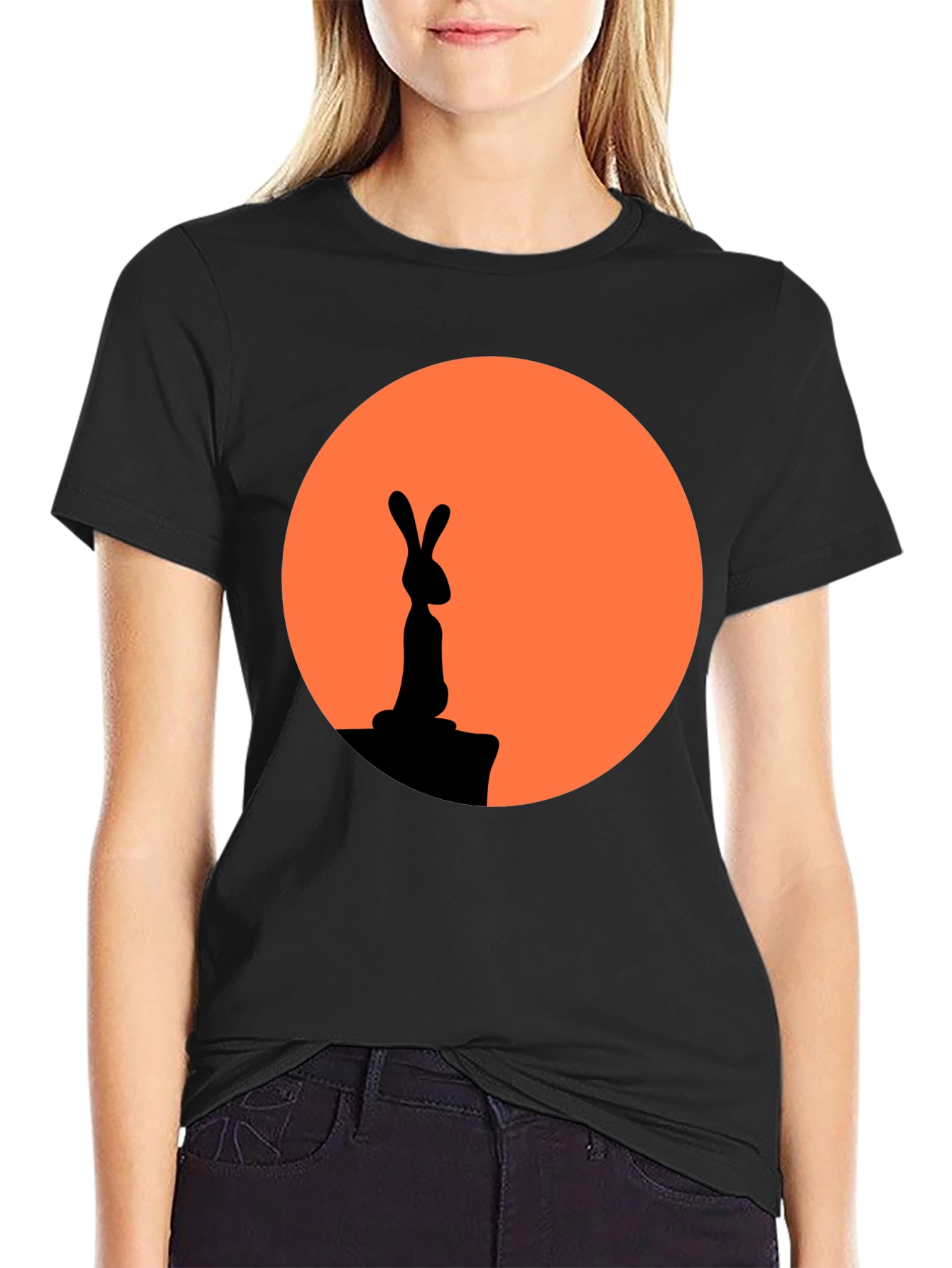 Black Rabbit Silhouette Graphic Tee view 2