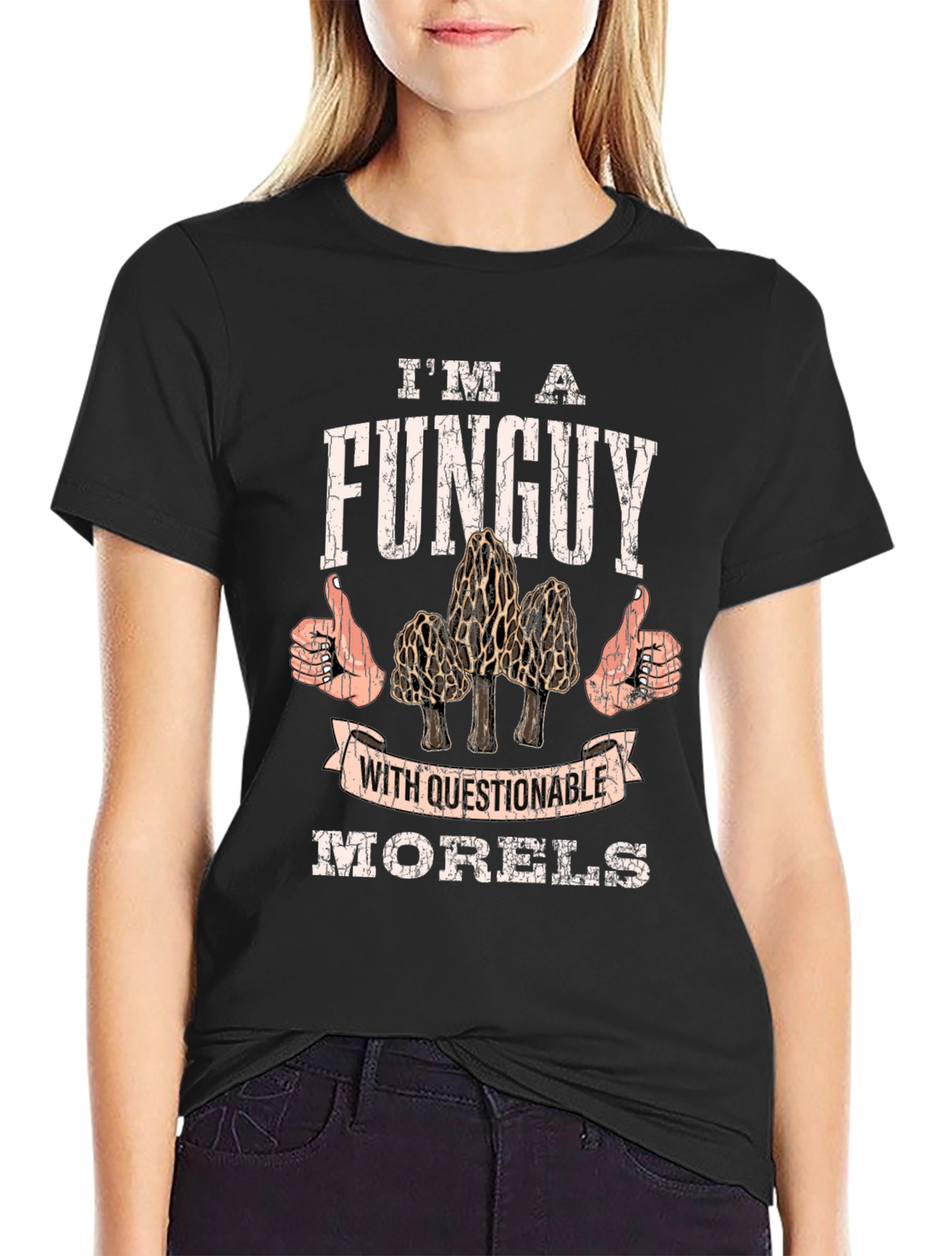 Black Funguy Morel Mushroom T-Shirt - Funny Gift view 2