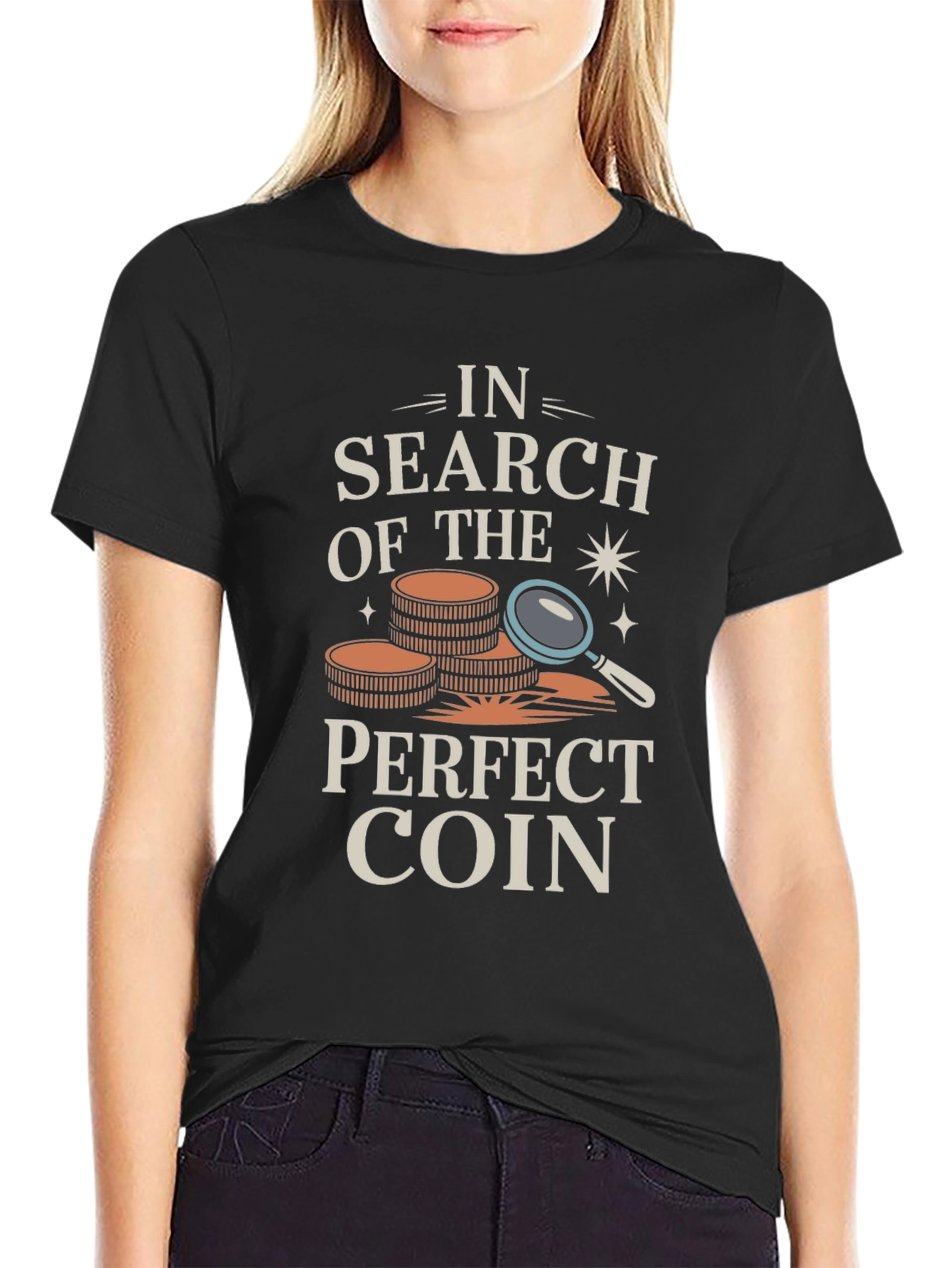 Black Coin Collector T-Shirt - In Search of The Perfect Coin view 2