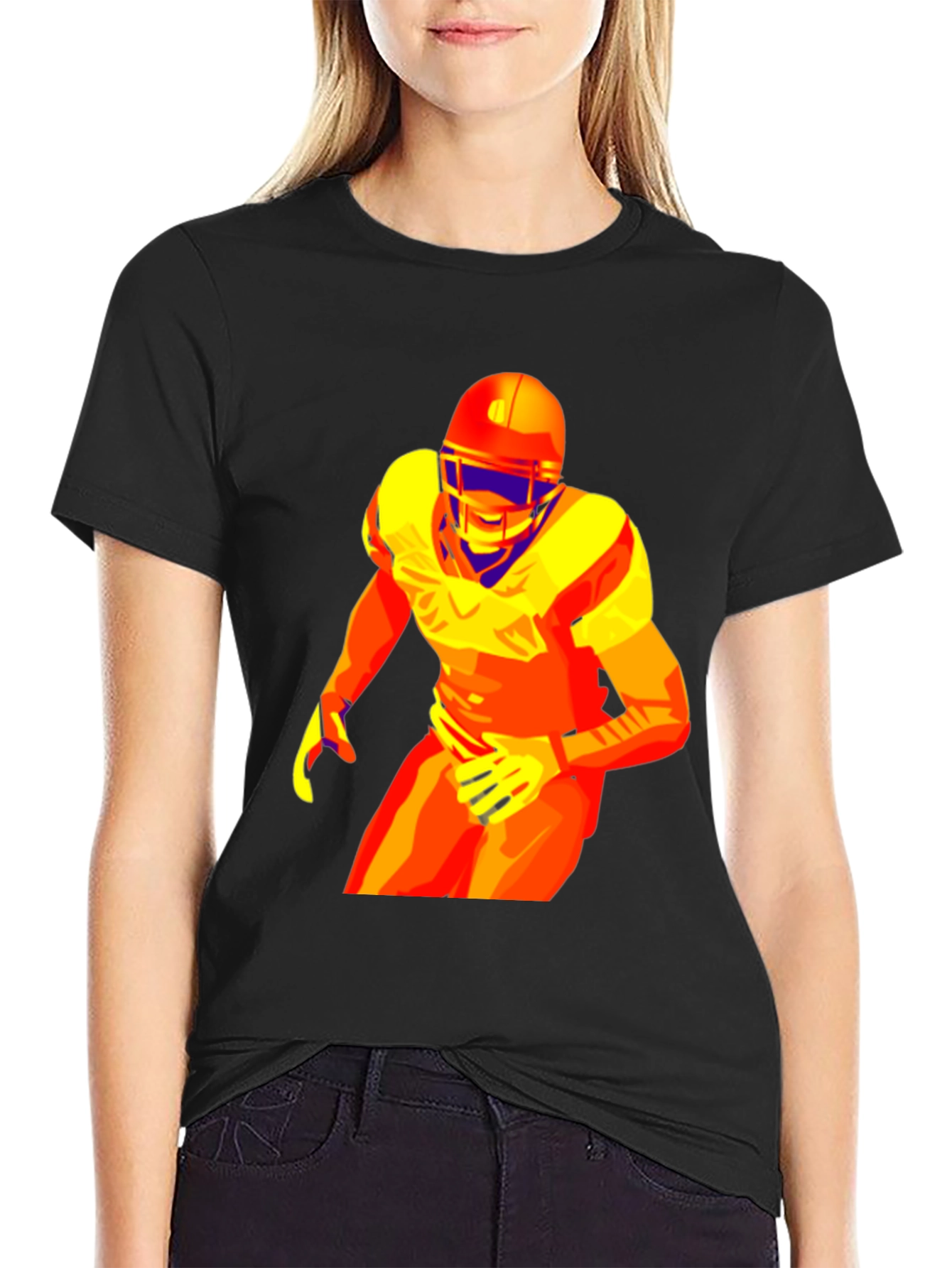 Black Football Player Graphic Tee - Premium Cotton Blend view 2