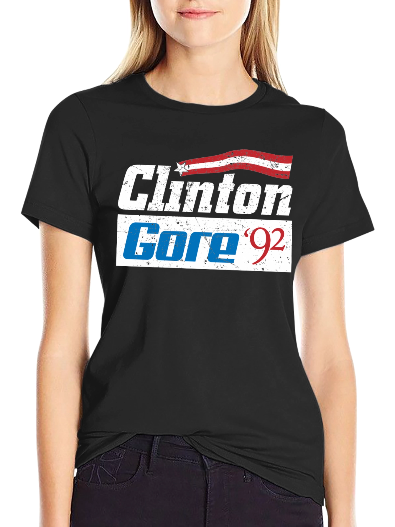 Black Clinton Gore '92 Retro T-Shirt view 2