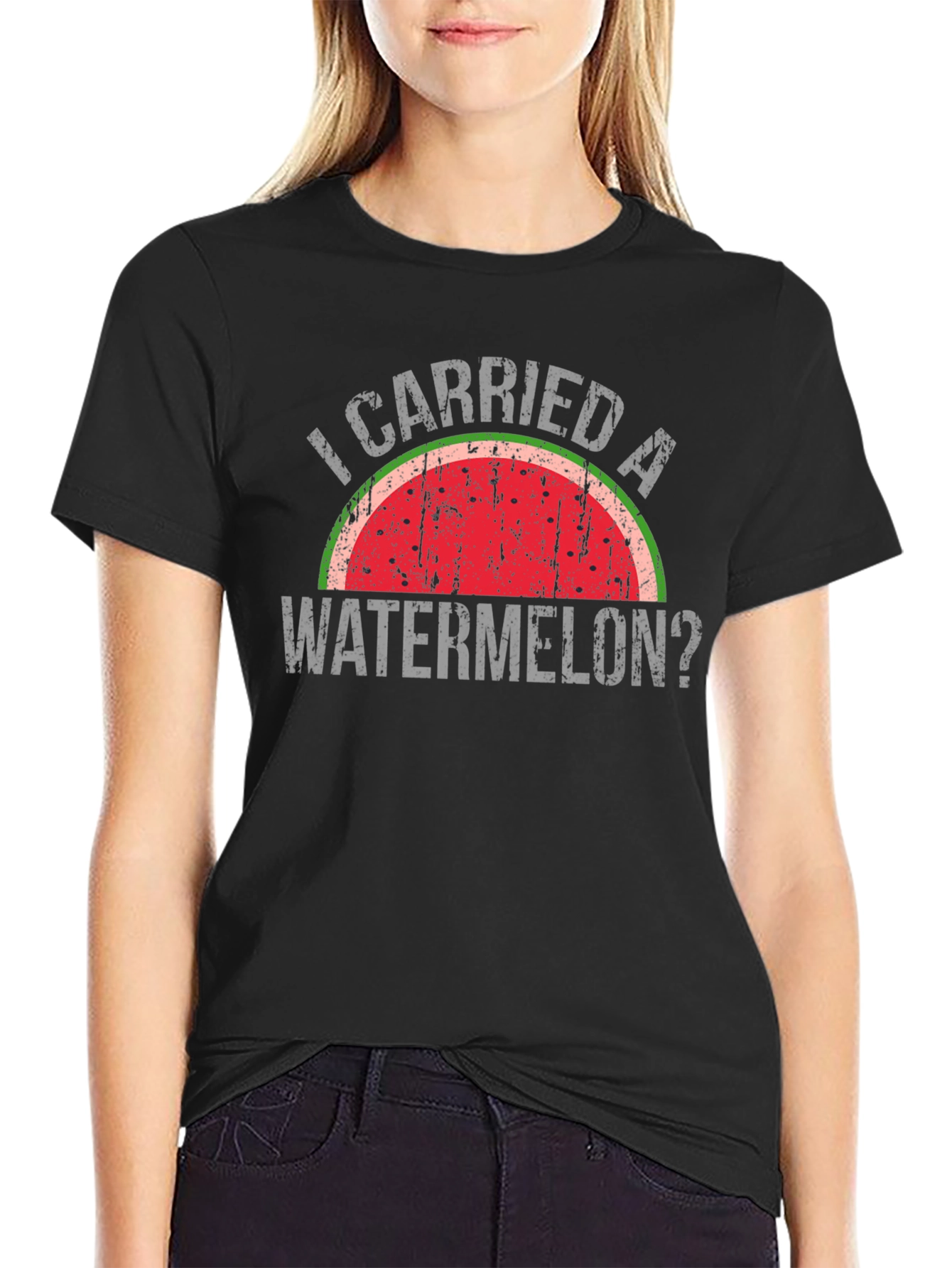 Black I Carried a Watermelon? T-Shirt - Retro Funny Movie Tee view 2