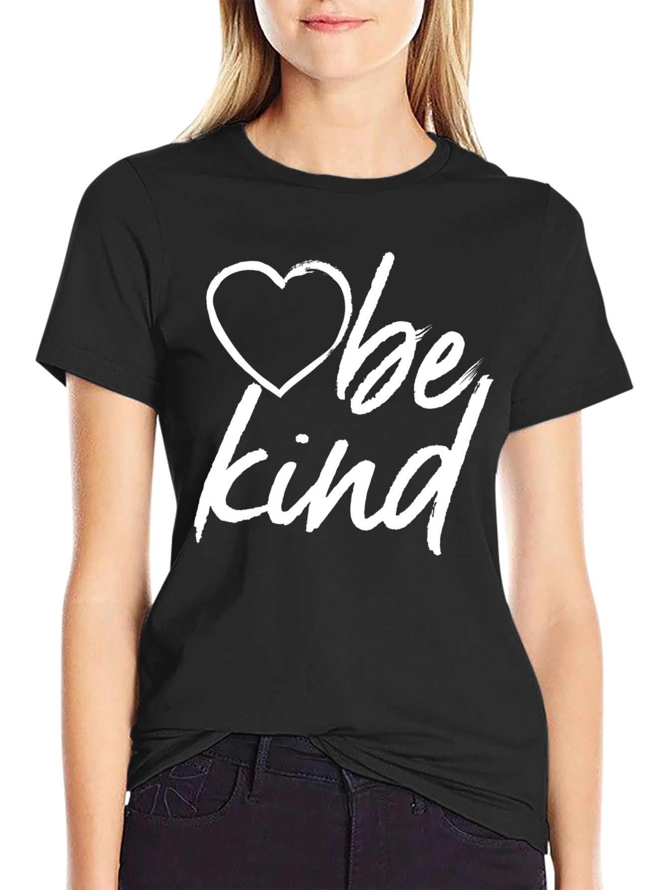 Black Be Kind Heart Graphic T-Shirt view 2