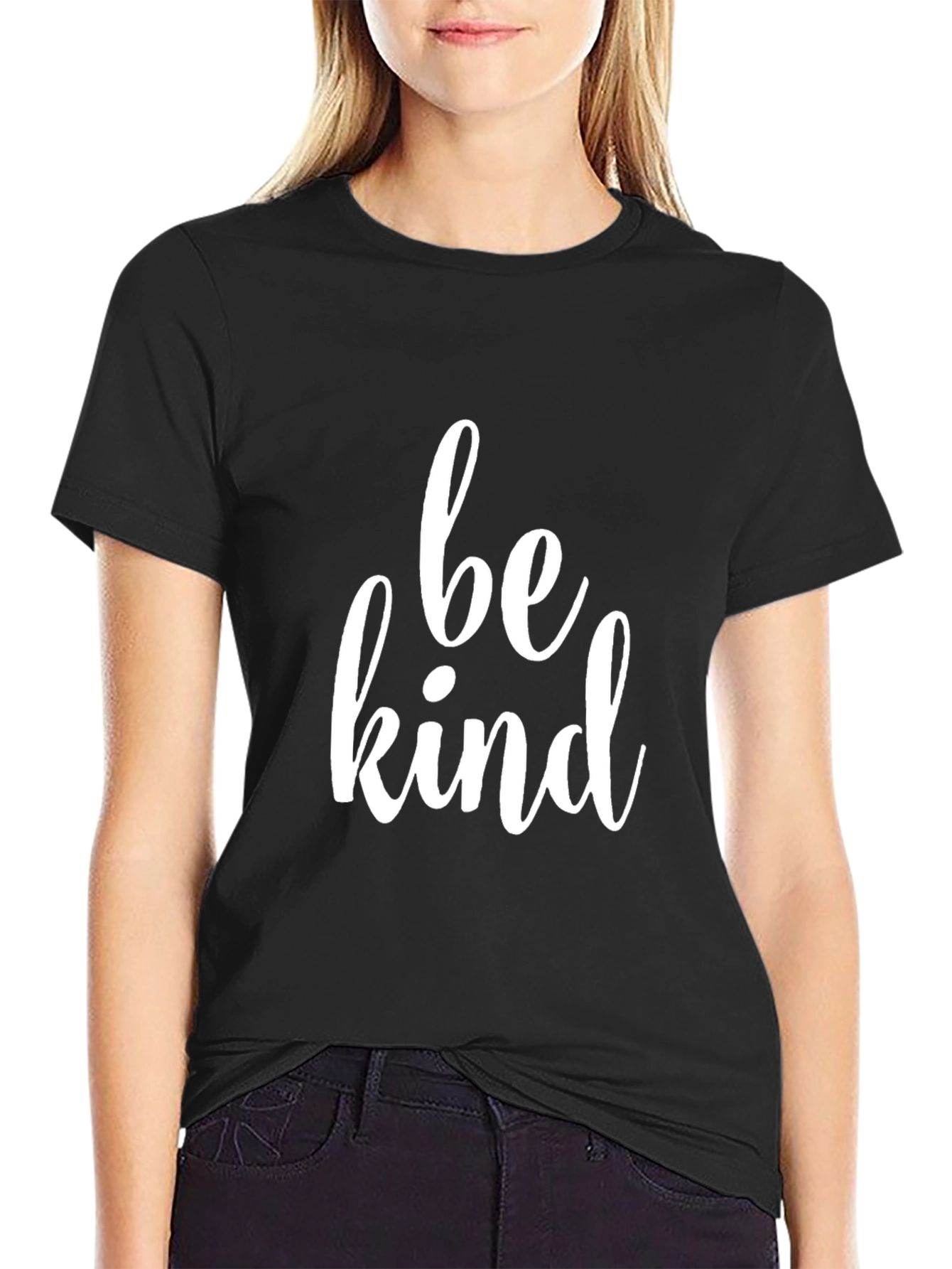 Black Be Kind Graphic Tee - Soft Cotton Crew Neck T-Shirt view 2