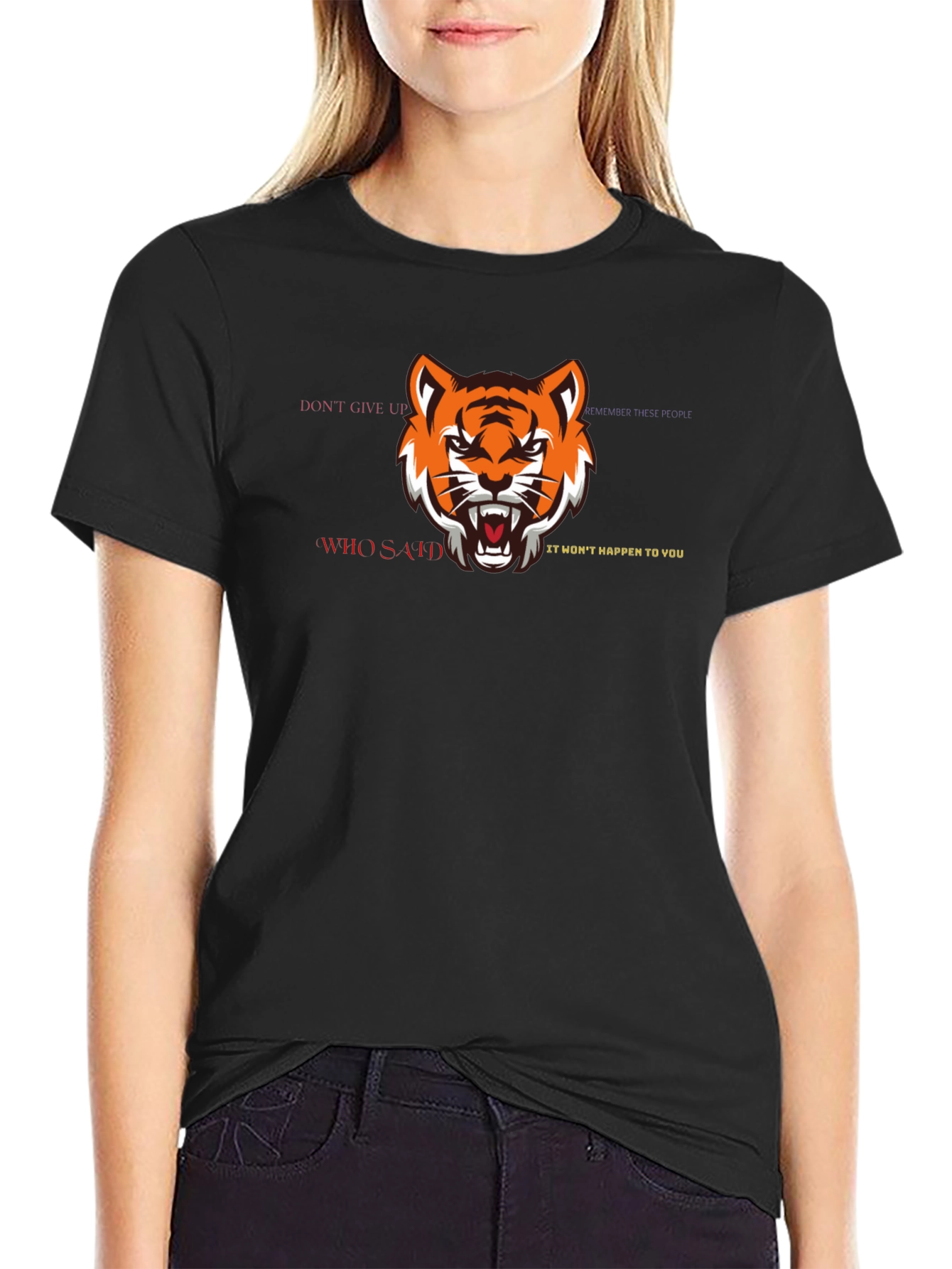 Black Tiger Graphic Black T-Shirt - Motivational Quote view 2