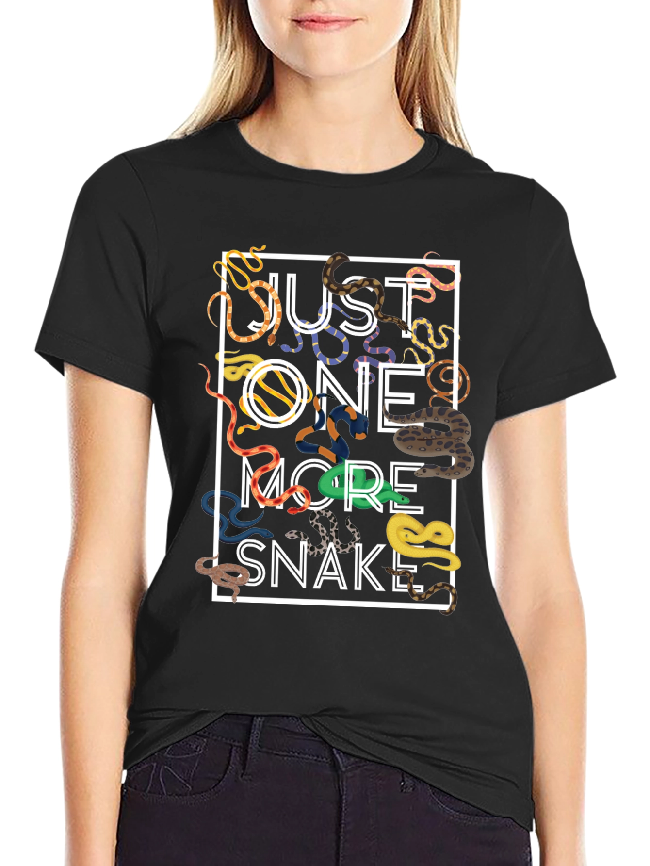 Black Just One More Snake T-Shirt - Unique Graphic Tee view 2