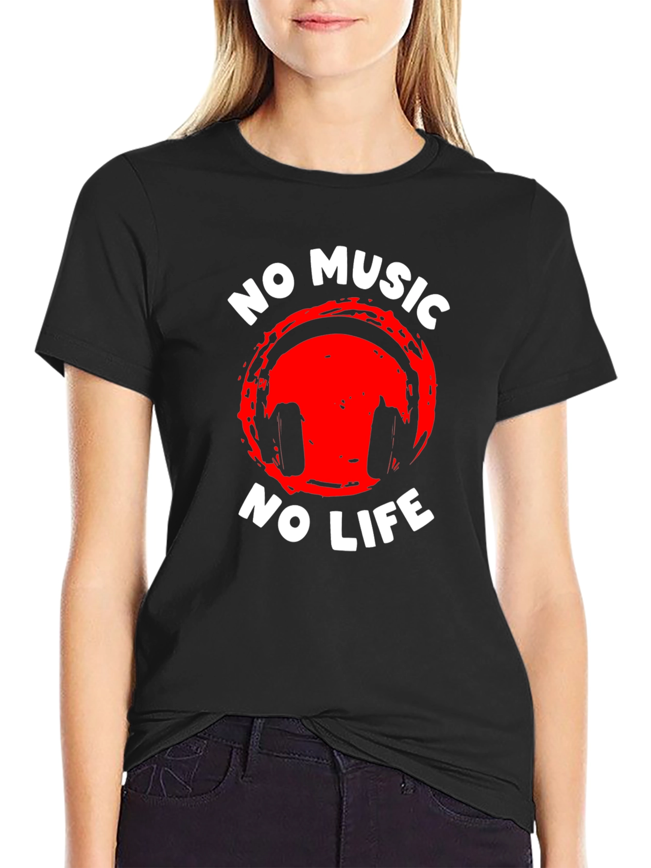 Black No Music No Life Graphic Tee - Premium Cotton view 2