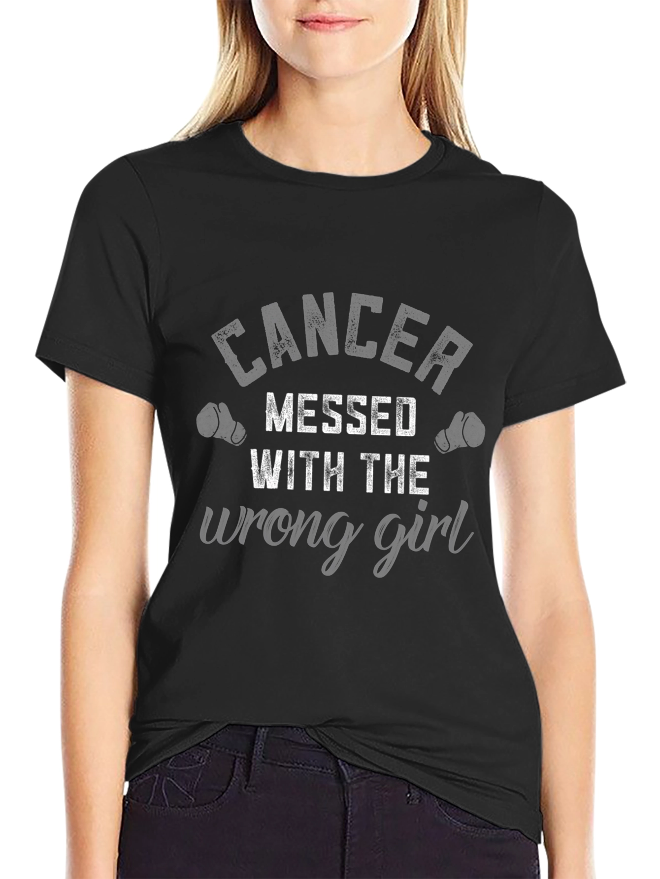 Black Cancer Messed With The Wrong Girl Graphic Tee view 2