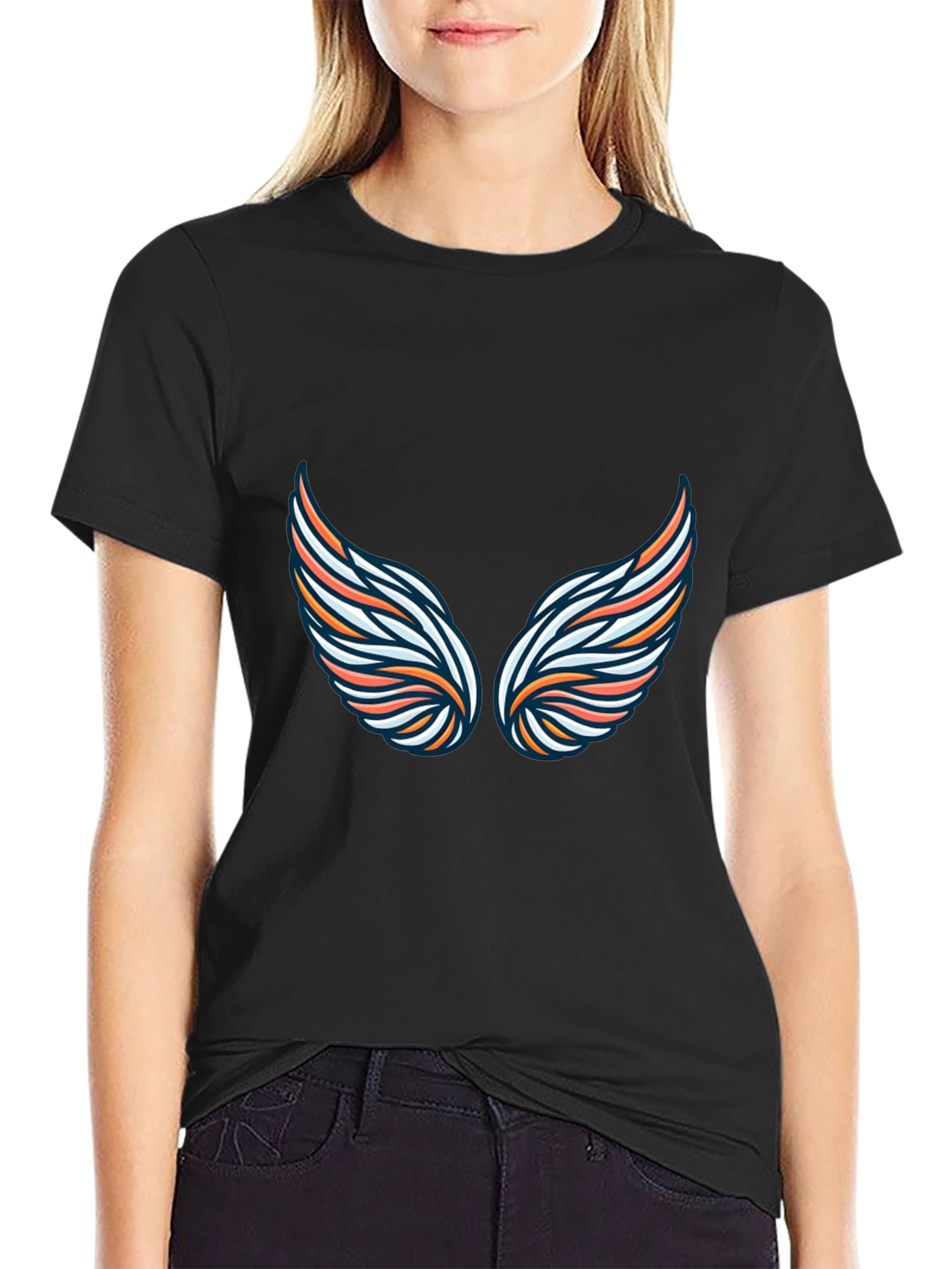 Black Wing Graphic Black T-Shirt view 2