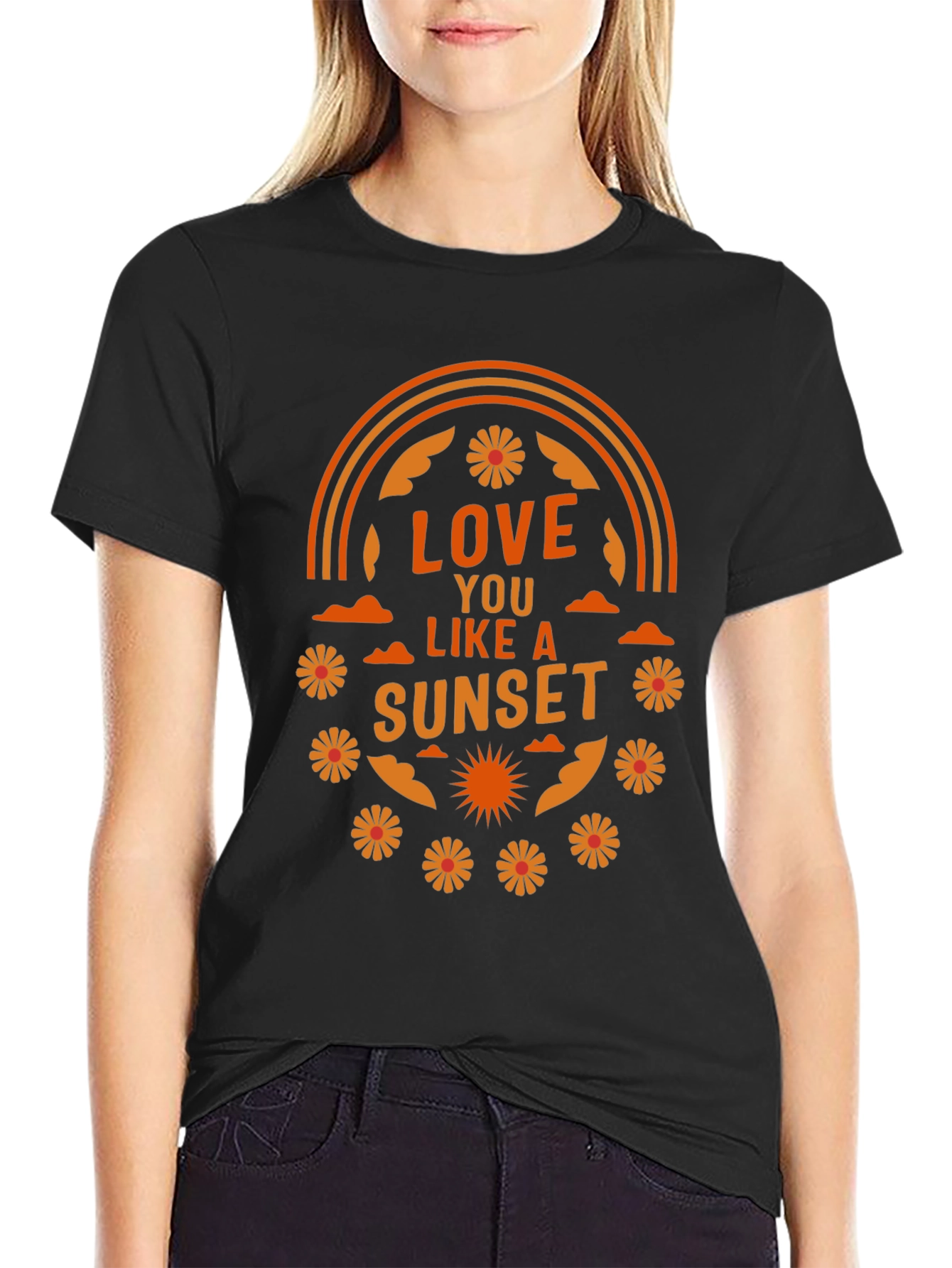 Black Love You Like a Sunset Graphic T-Shirt - Black view 2