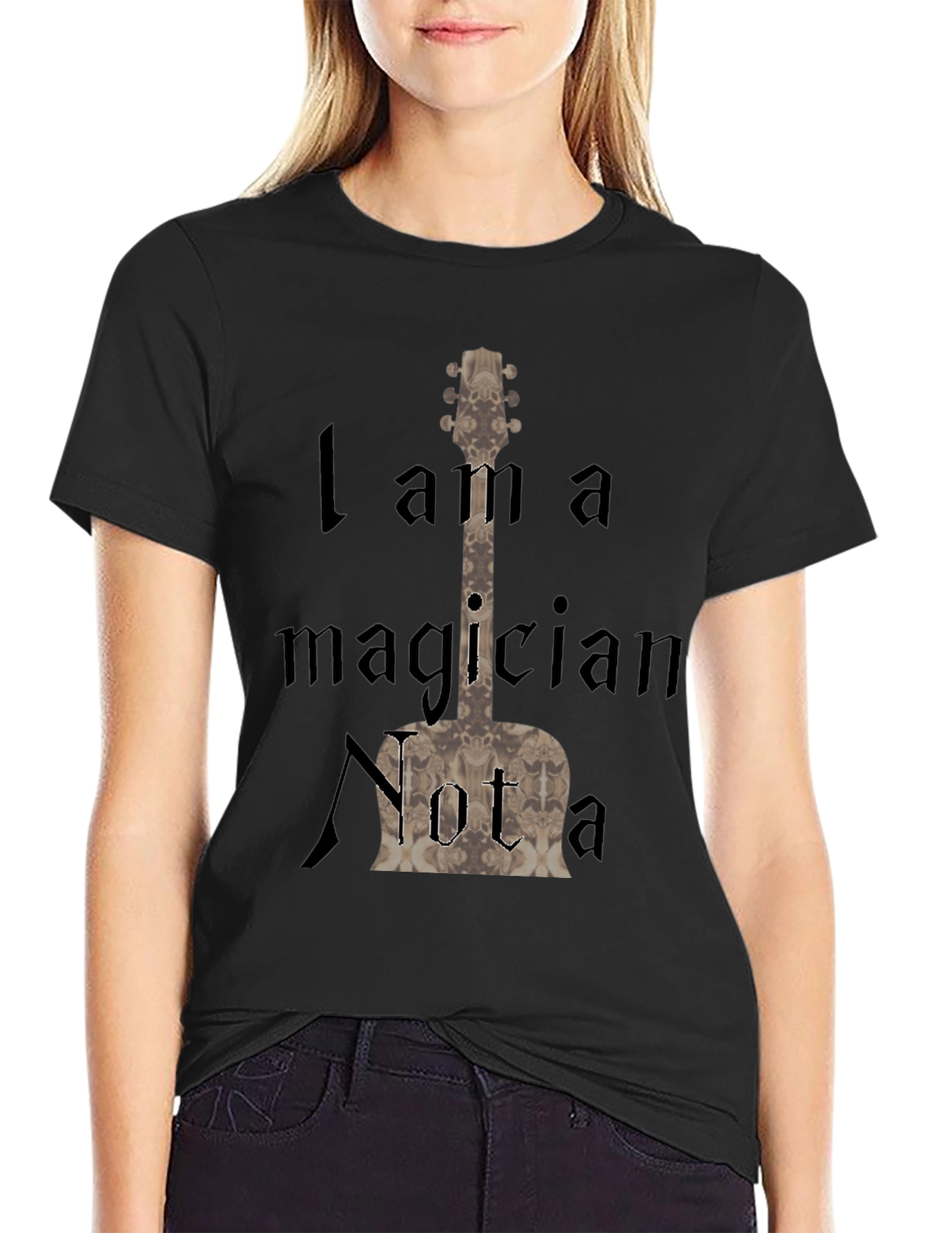 Black I am a Magician Nota Guitarist Tee view 2