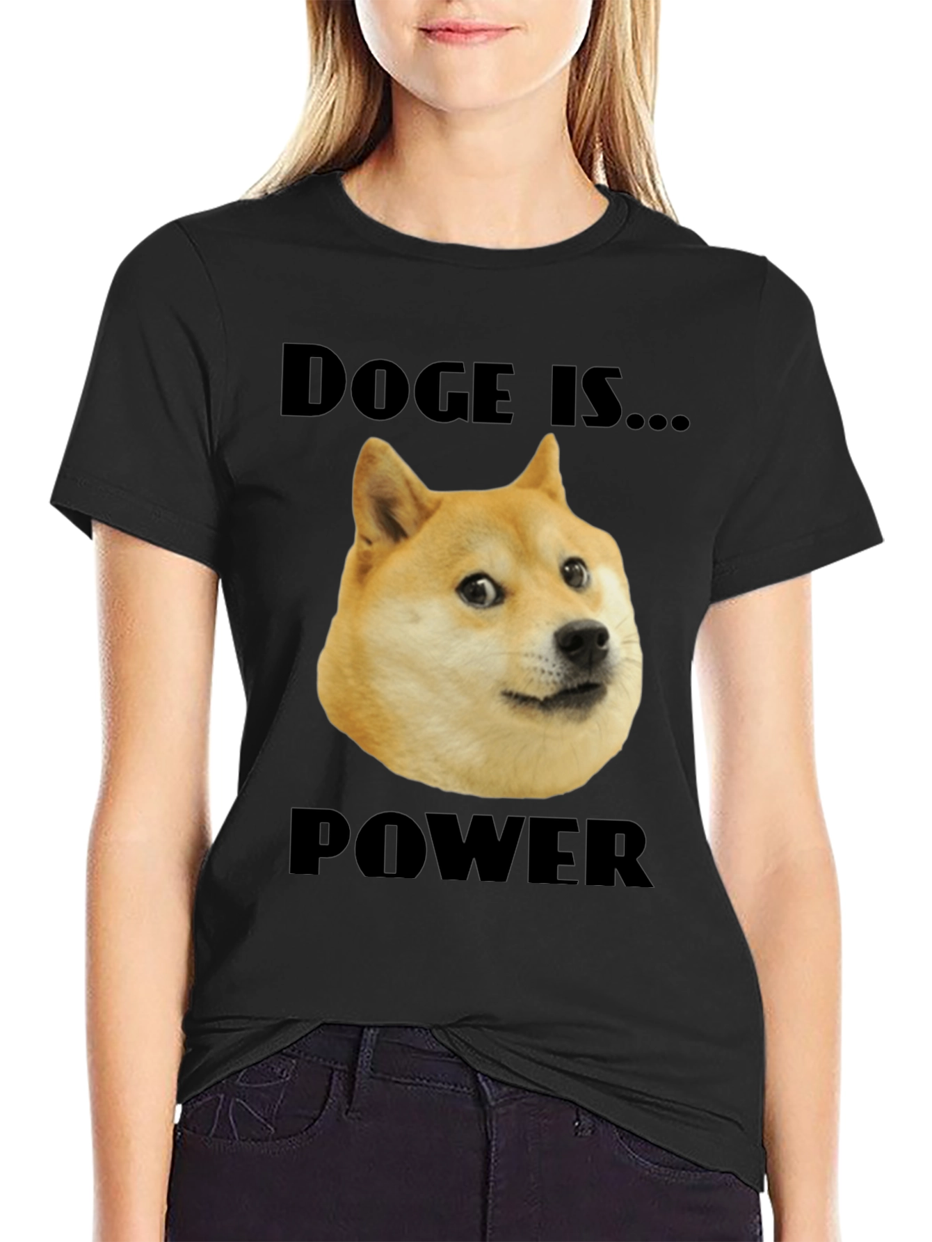 Black Doge is Power Black T-Shirt view 2