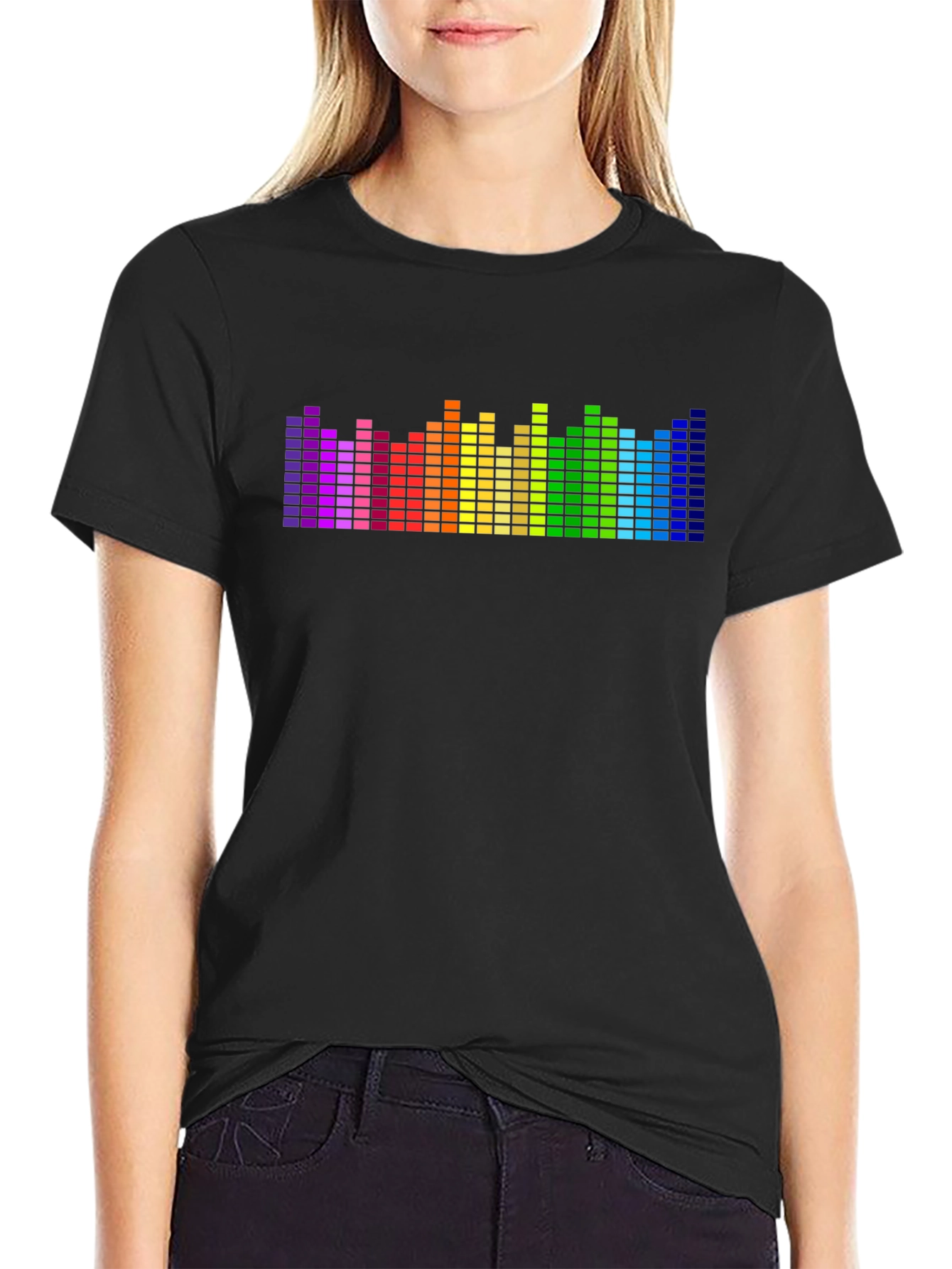 Black Rainbow Equalizer Graphic Tee - Black Cotton Blend view 2