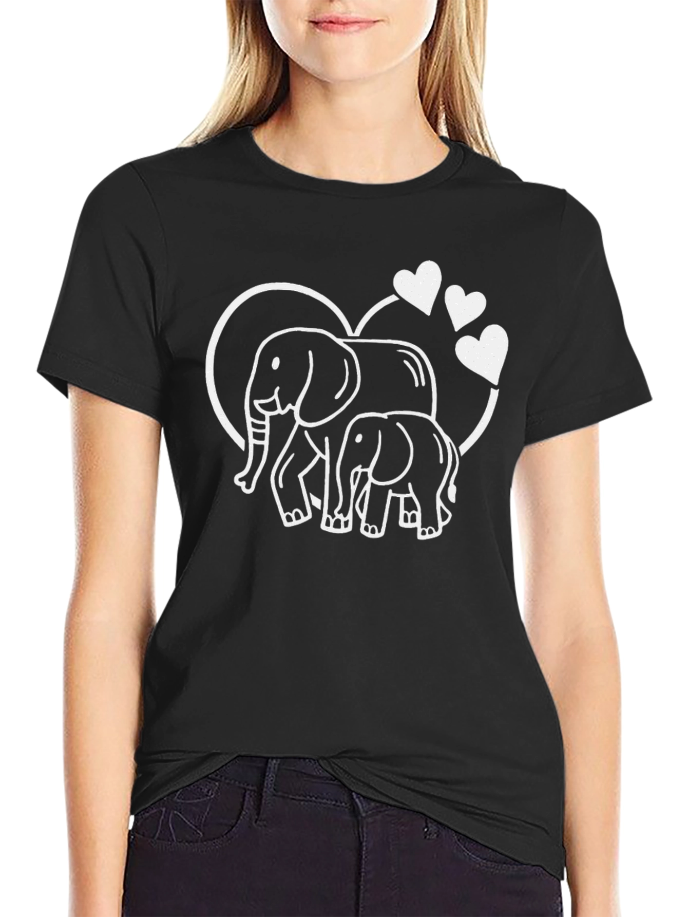 Black Elephant Love T-Shirt - Mama & Baby Tee view 2