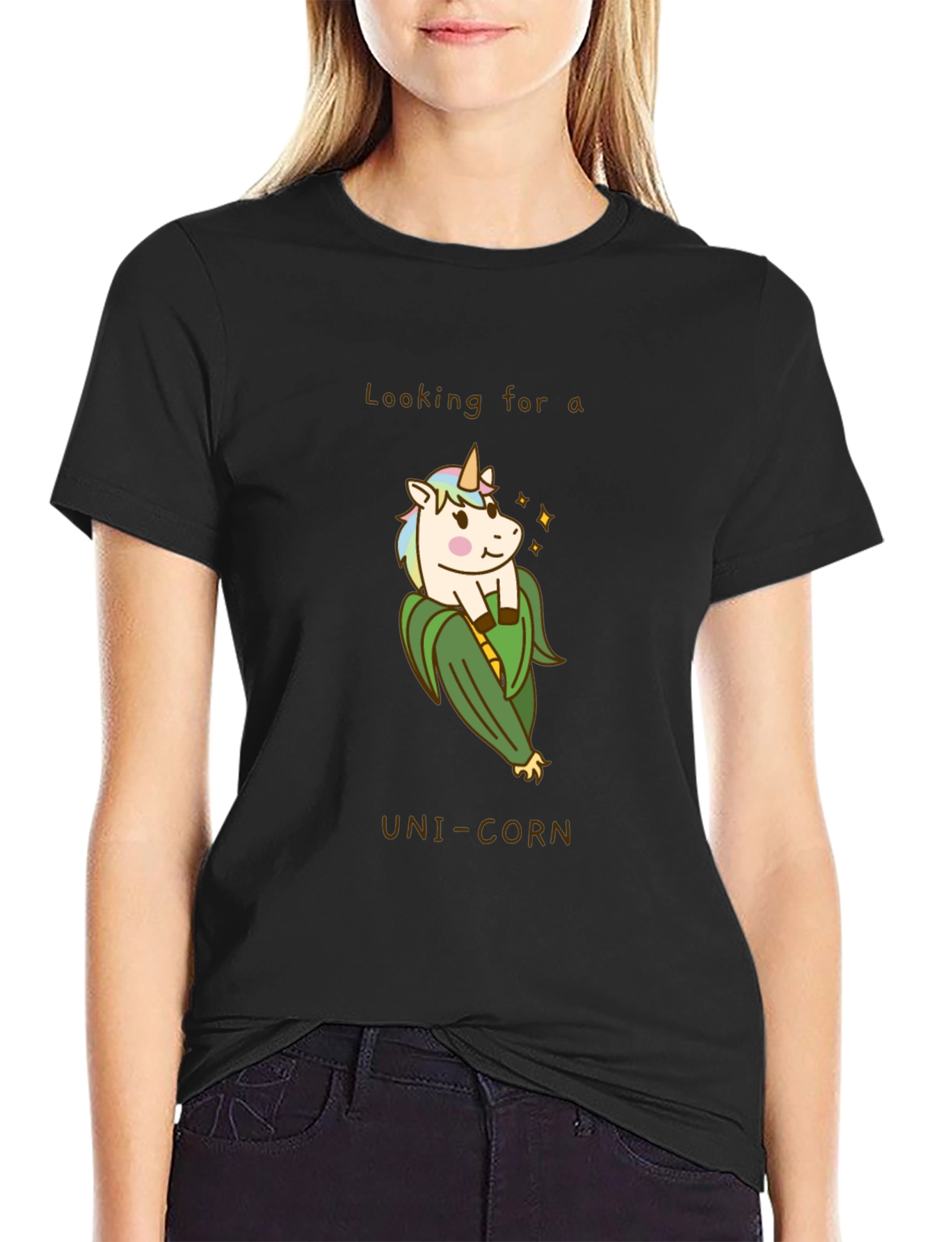 Black Uni-Corn T-Shirt - Funny Unicorn Corn Pun Tee view 2
