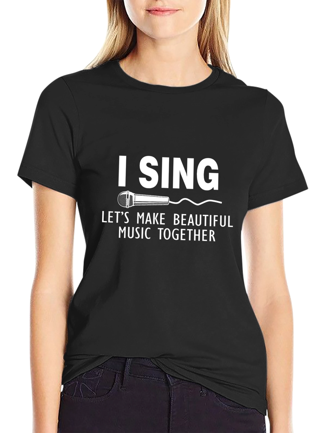 Black I Sing Graphic Tee - Make Beautiful Music Together view 2