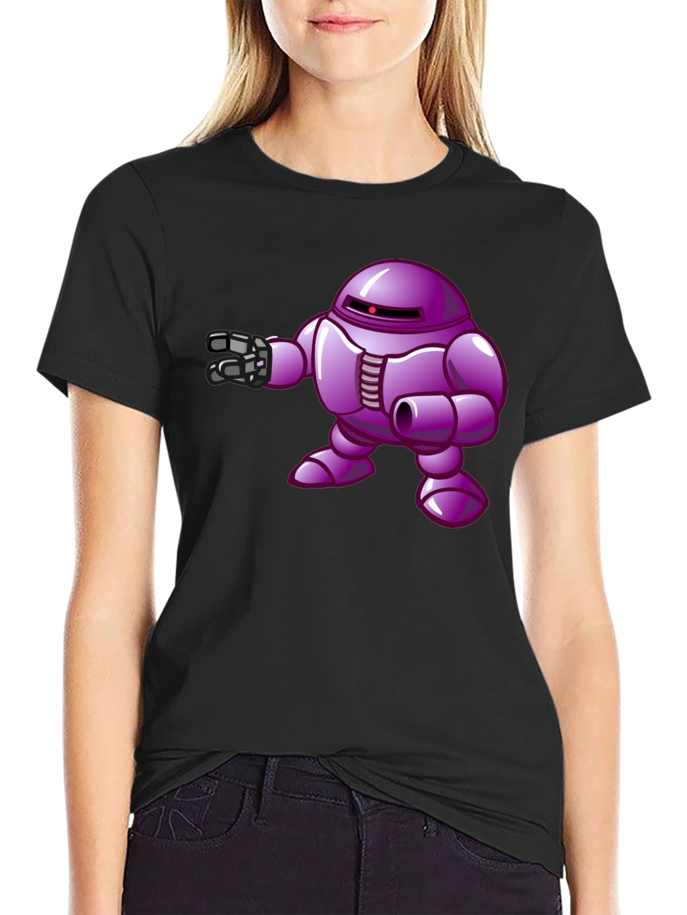 Black Purple Robot Graphic T-Shirt view 2