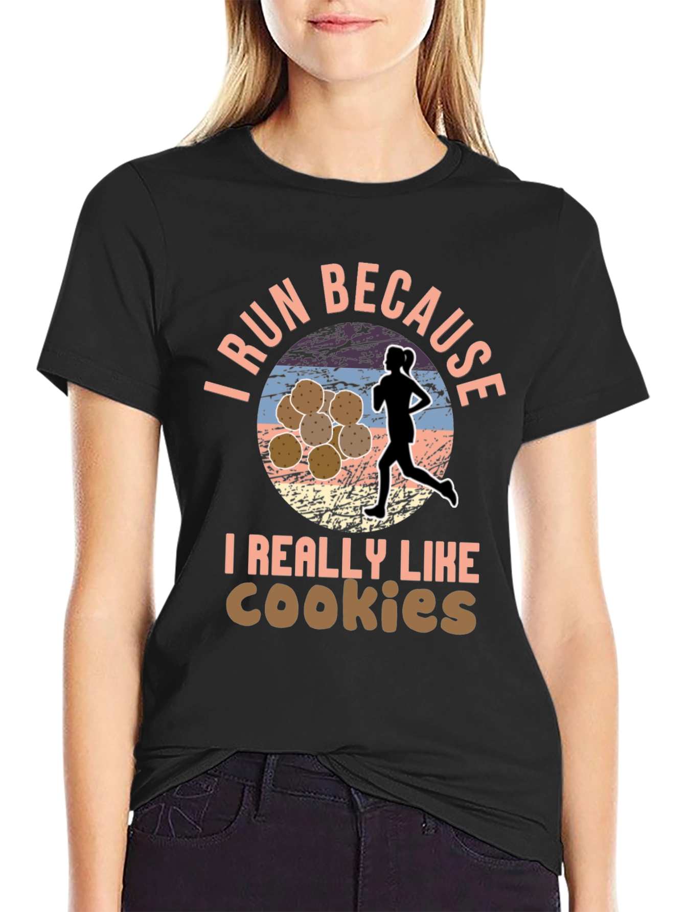 Black Run For Cookies T-Shirt, Funny Running Shirt view 2