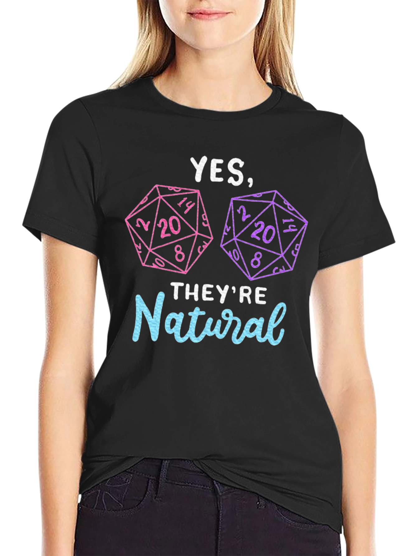 Black Natural 20 Dice T-Shirt | Dungeons and Dragons view 2