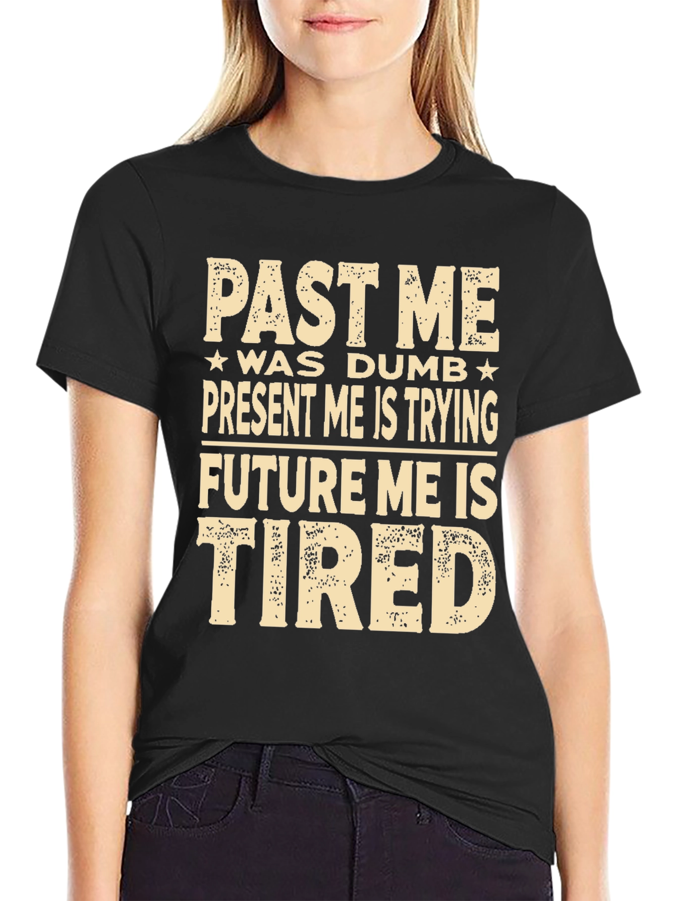Black Funny Past, Present, Future Me Graphic T-Shirt view 2