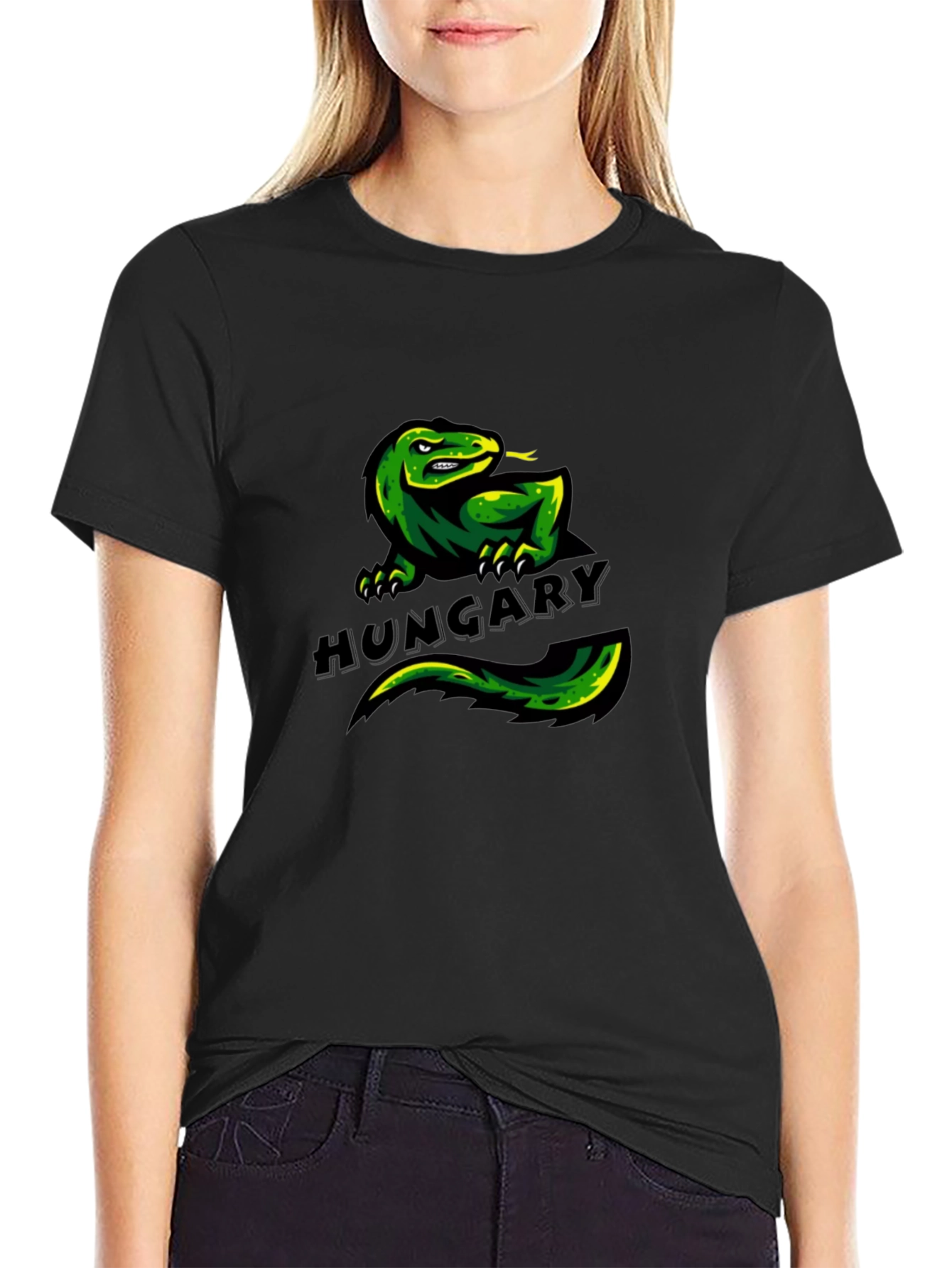 Black Hungary Lizard Graphic T-Shirt - Unique Design view 2
