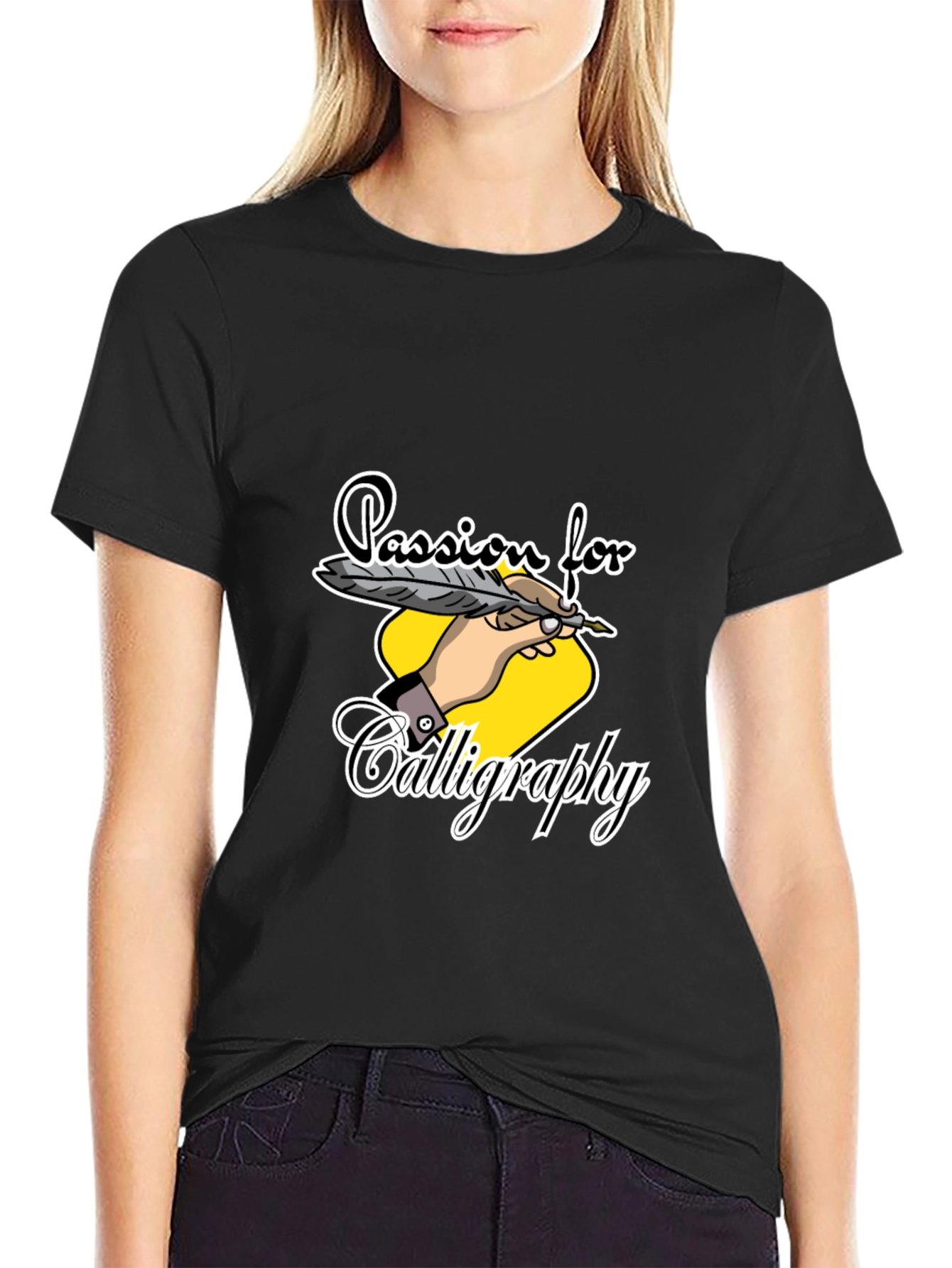 Black Passion for Calligraphy T-Shirt - Classic Black Tee view 2