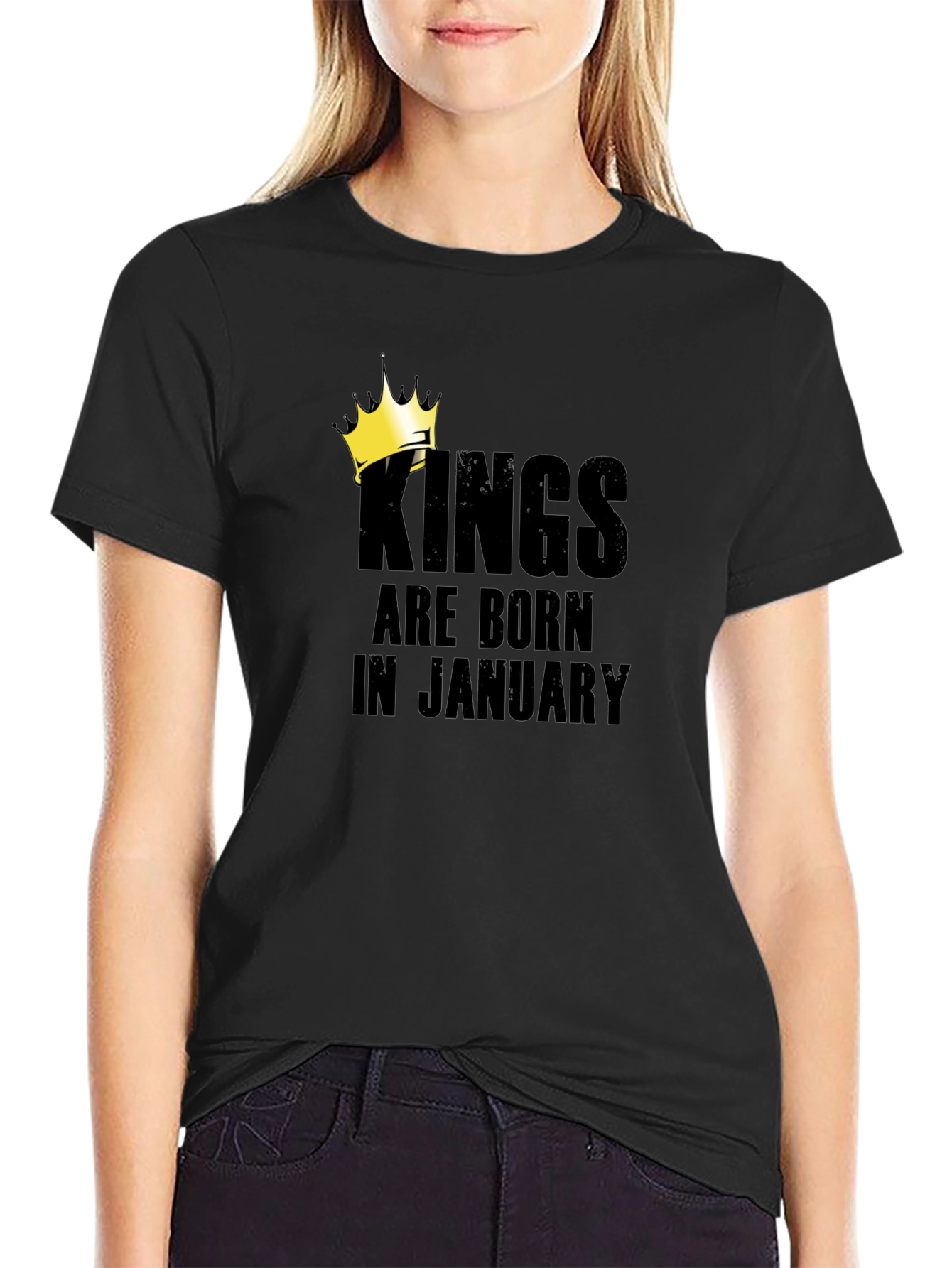 Black Kings Are Born In January Black T-Shirt view 2