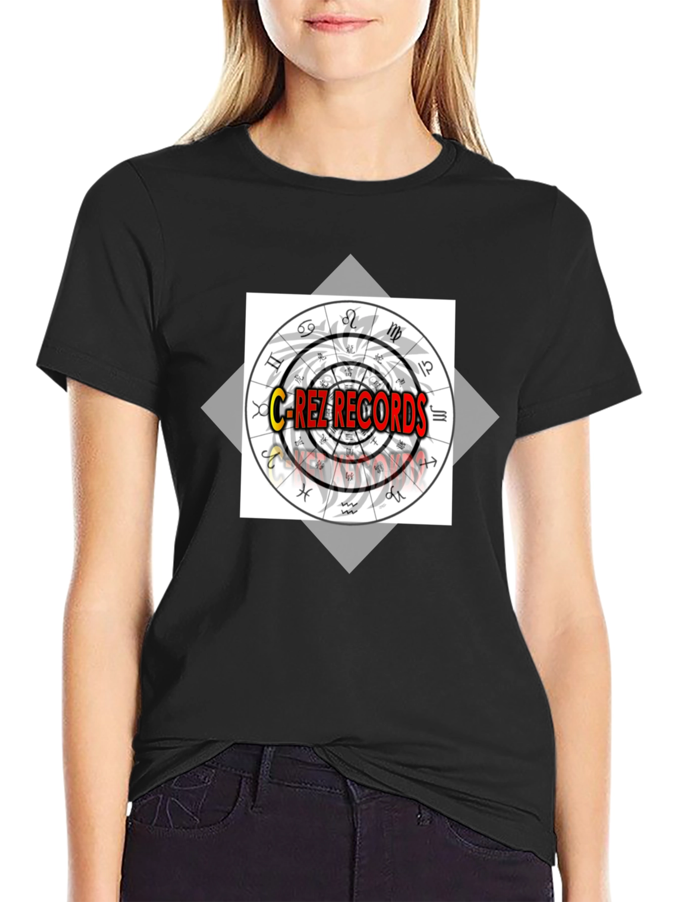 Black C-Rez Records Zodiac T-Shirt view 2