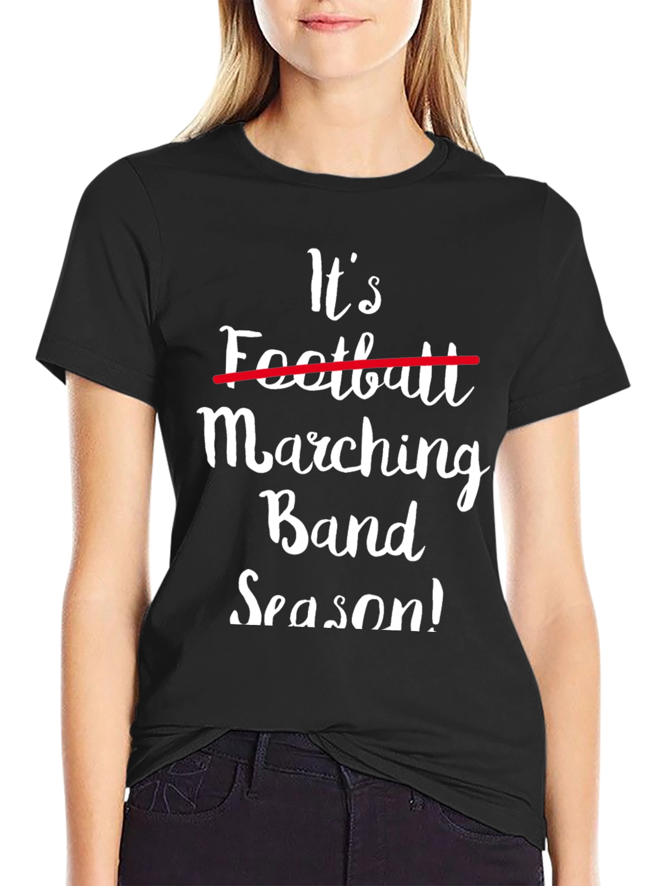 Black Marching Band Season Tee - Funny Band Parent Shirt view 2
