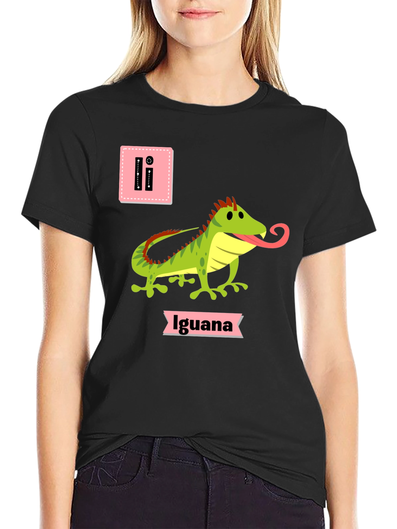 Black Iguana Alphabet Black T-Shirt view 2