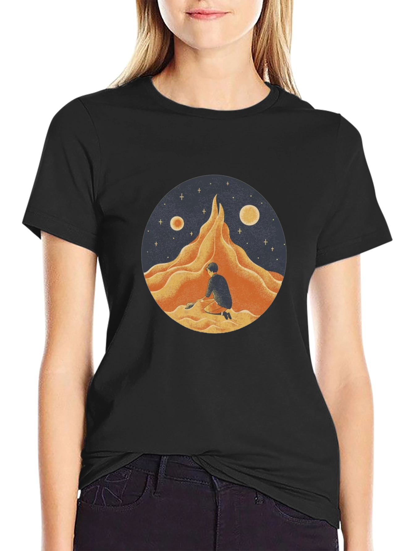 Black Lunar Dreamscape Graphic Tee view 2