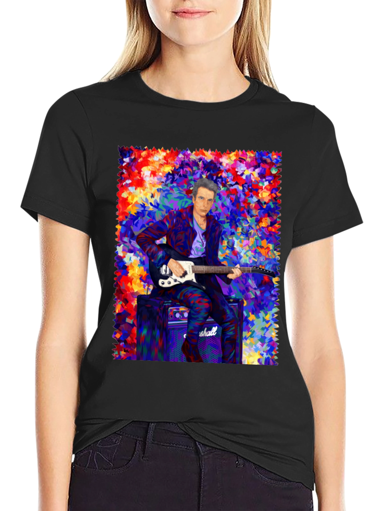 Black Colorful Musician Graphic T-Shirt view 2